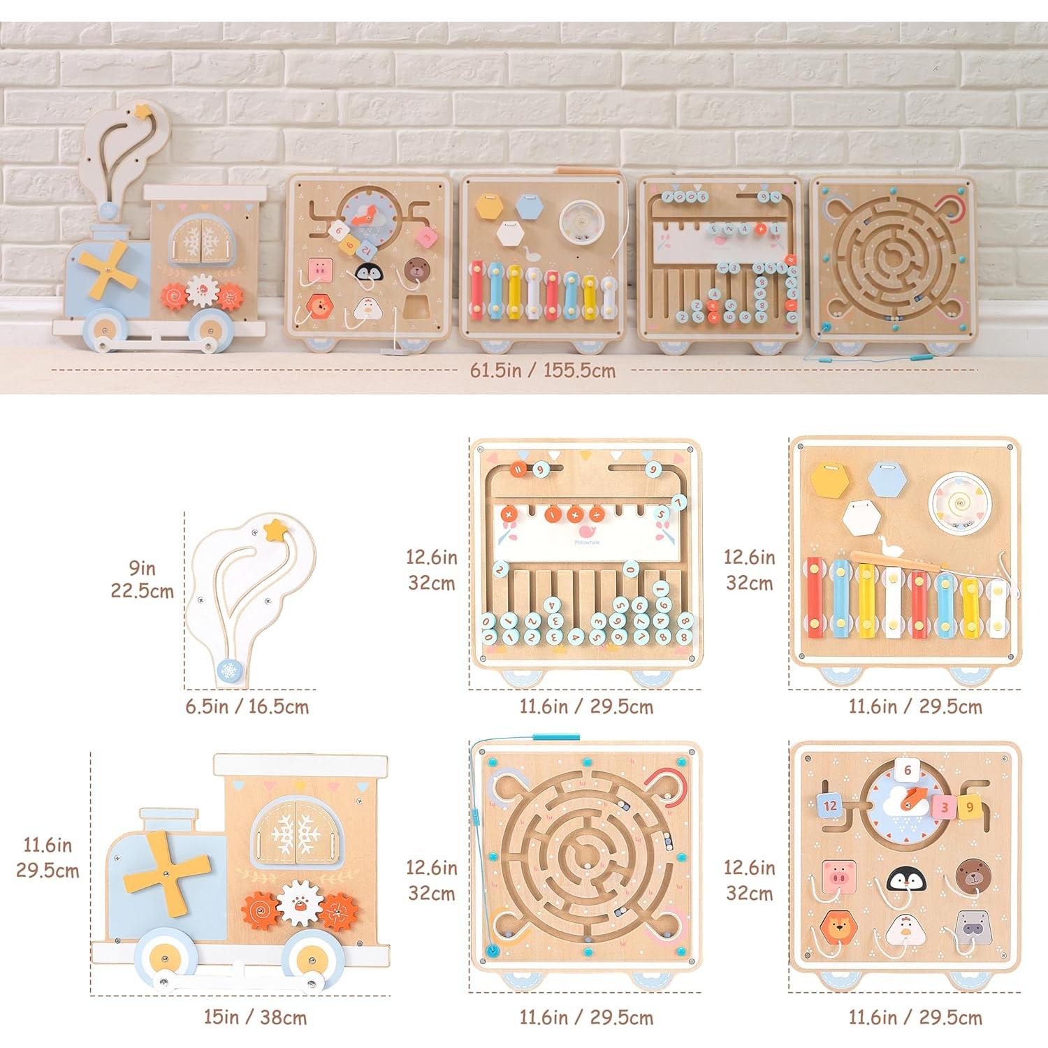 Tablero Ocupado de Tren Pillowhale 12-en-1 Juguete Montessori