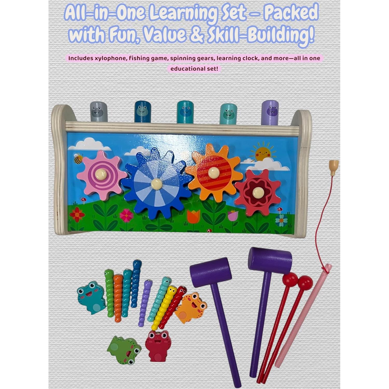 Juguete Montessori 6 en 1 JZ Planet - Martillo y Xilófono