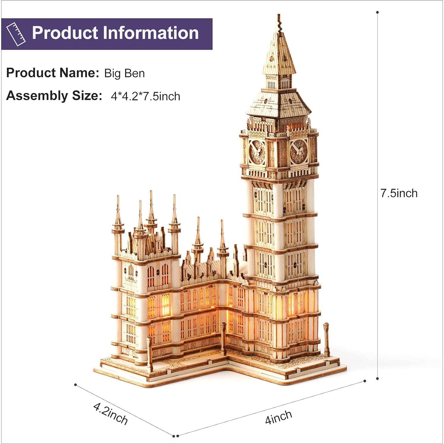 Rolife Kit de Modelo 3D Big Ben de Madera para Adultos