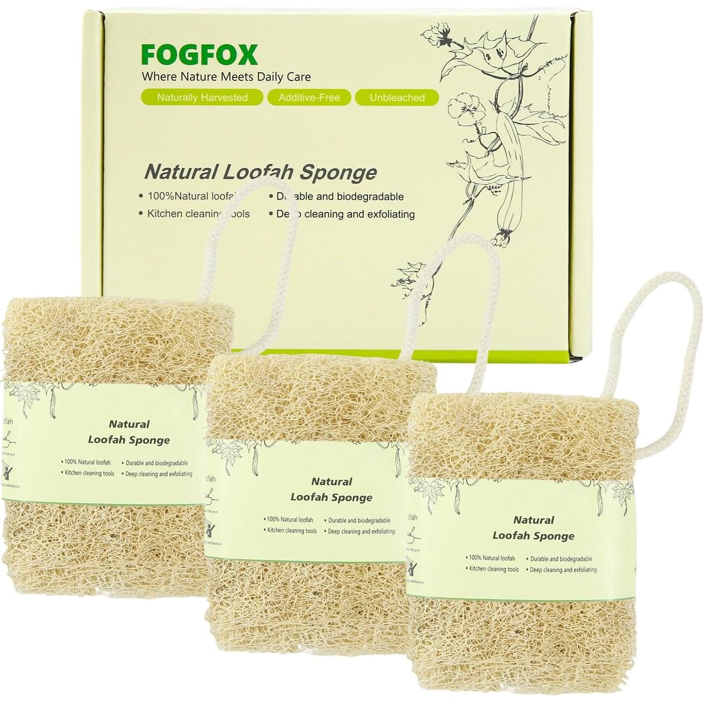 Esponja Exfoliante Natural de Lufa FOGFOX Amarilla 3 Unidades