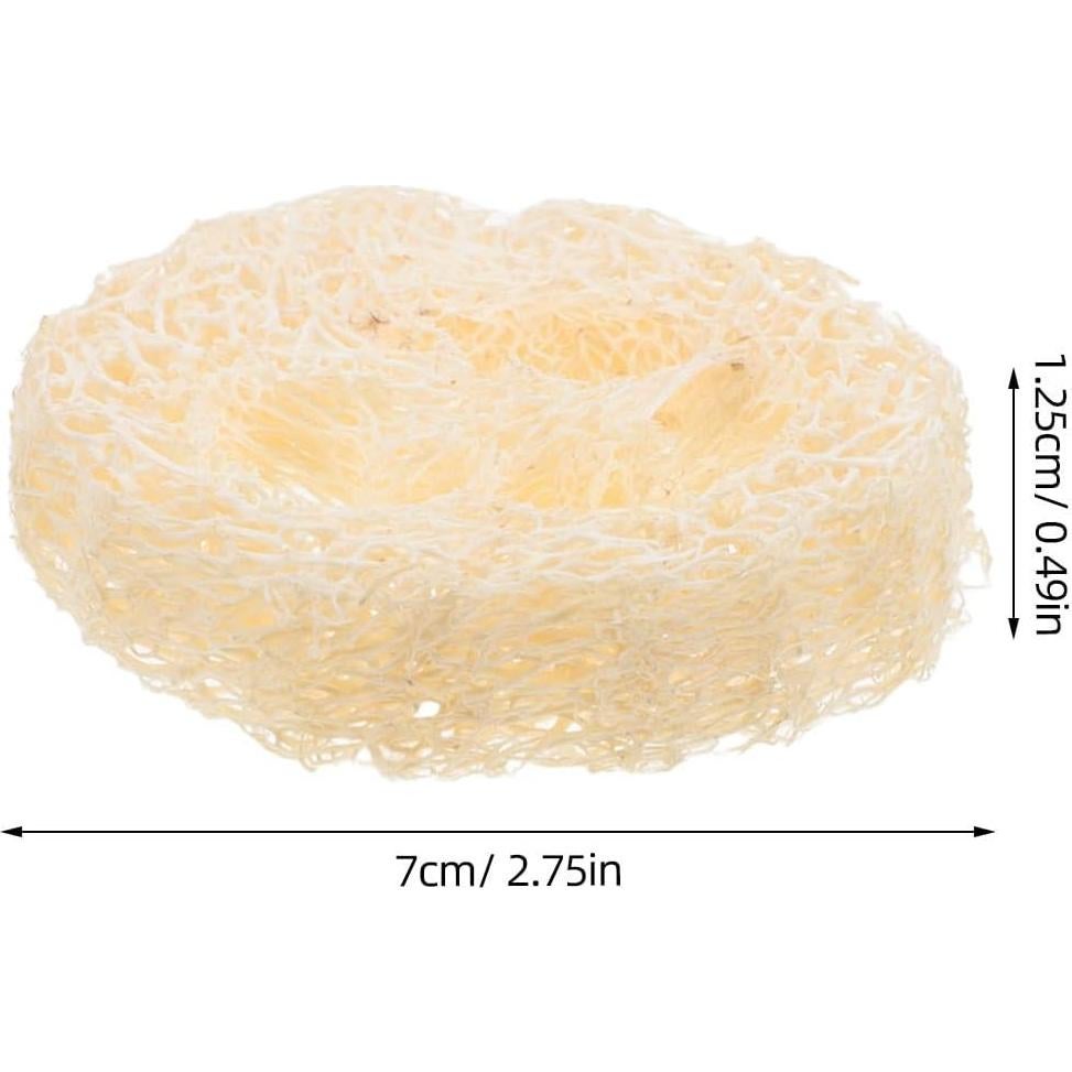 GLEAVI 5Pcs Loofah Soap Holder Pads - Natural Exfoliating Scrubber for Shower, Bathroom Soap Organizer, Plastic Dish, Beige, 2.75X2.75X0.49In