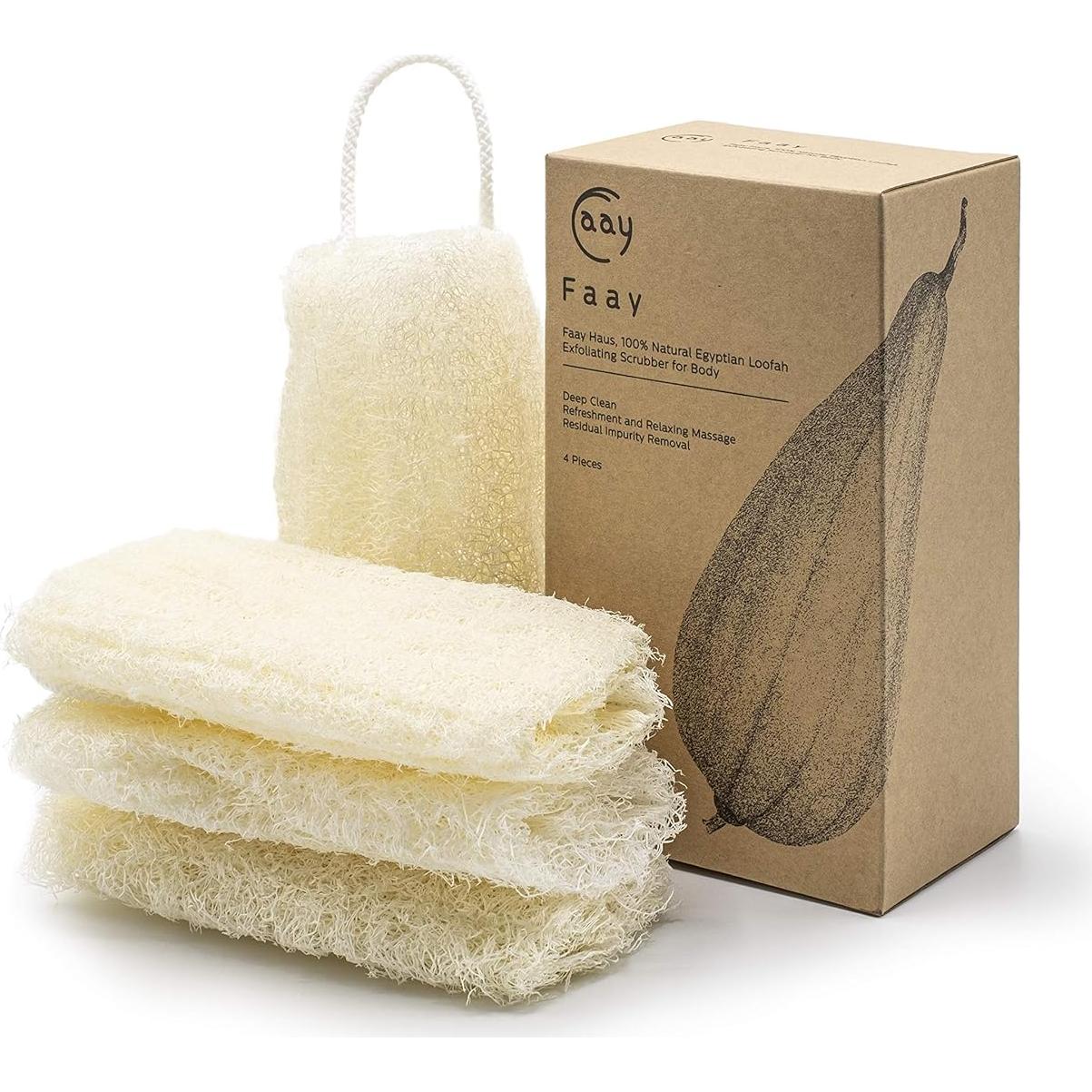 Esponjas de Lufa Ecológicas FAAY - 4 Pcs 15.24 cm Exfoliantes