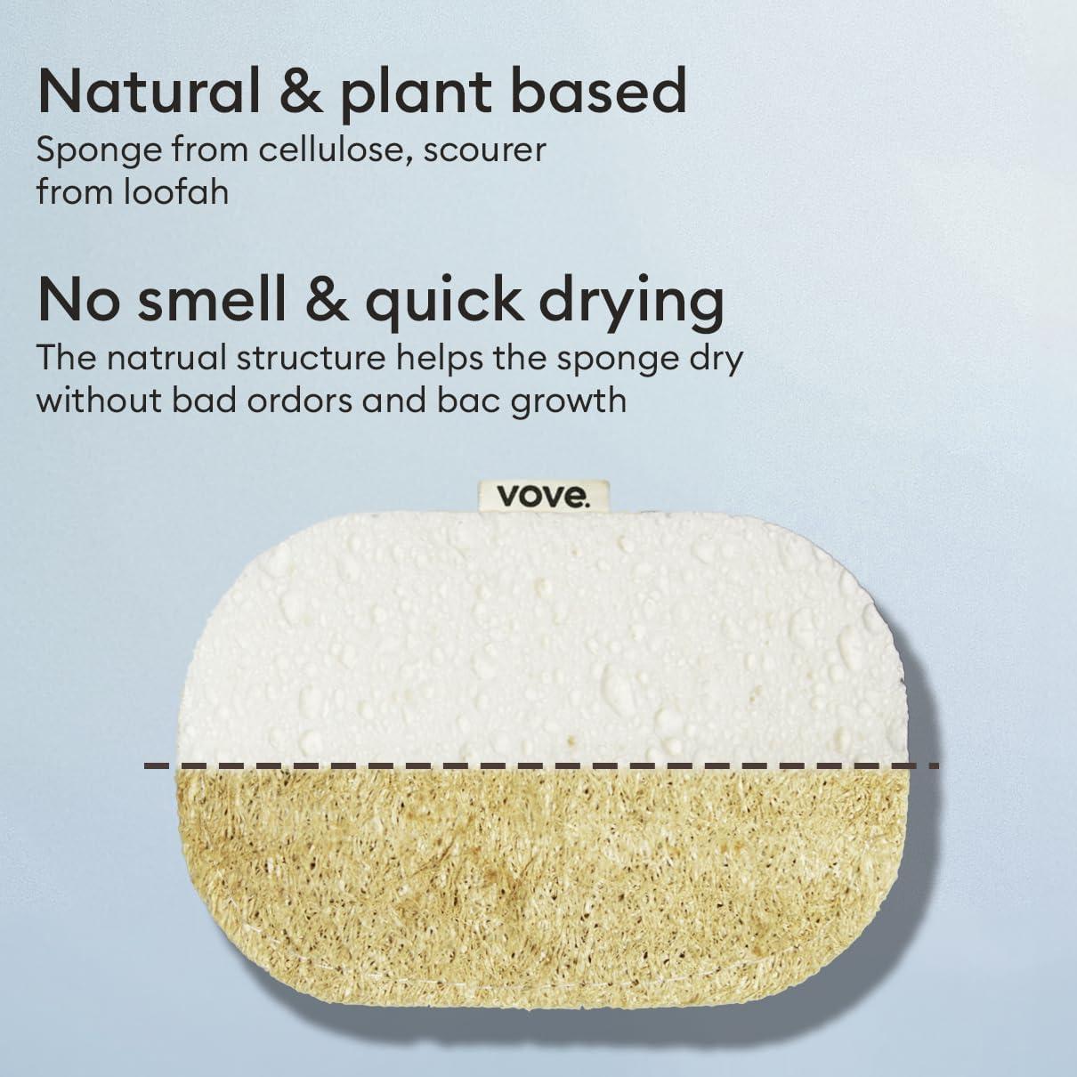 Esponjas de Fregar Vove 4 Pack Ecológicas de Celulosa y Lufa