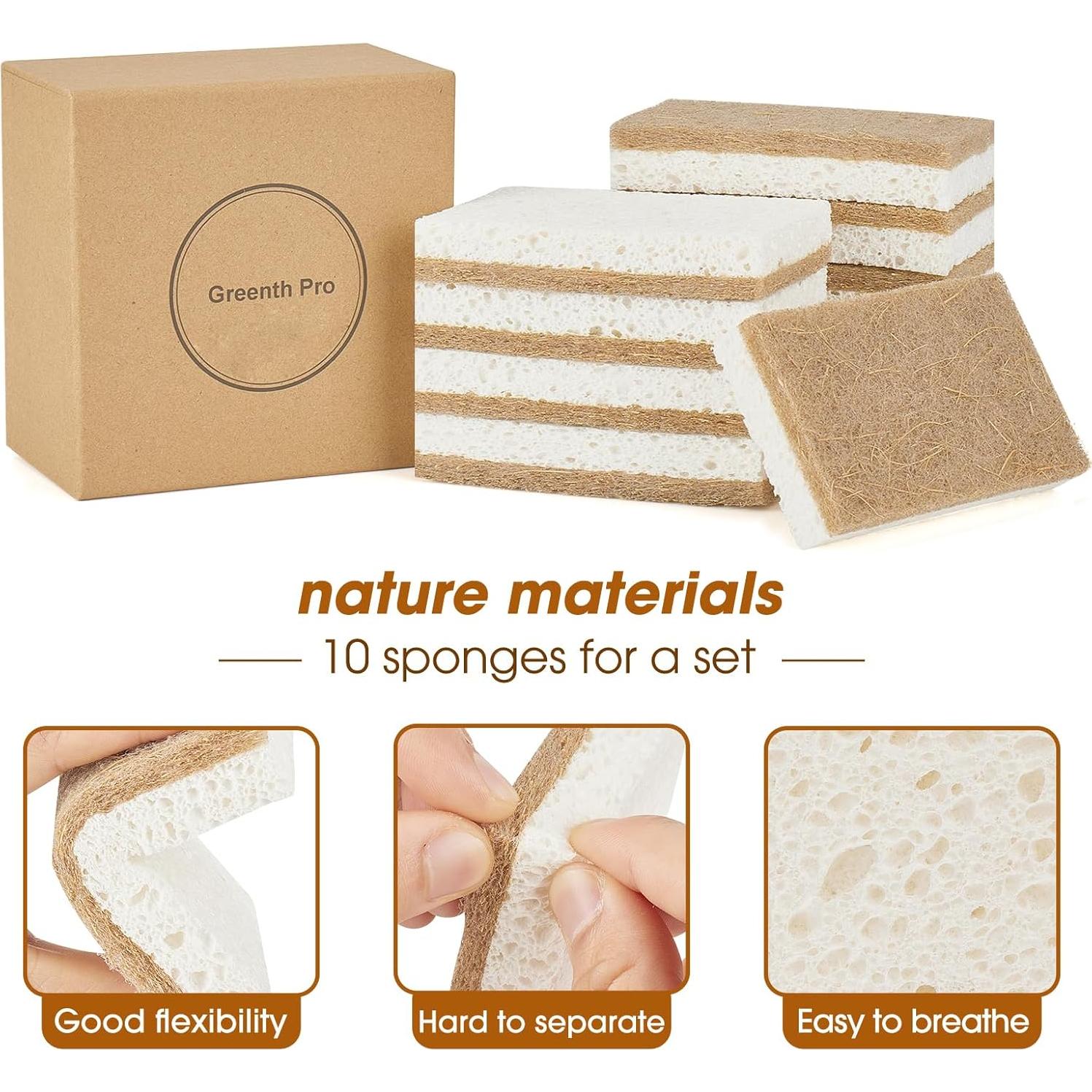 Paquete de 10 Esponjas Naturales GREENTH PRO - Fibra de Coco