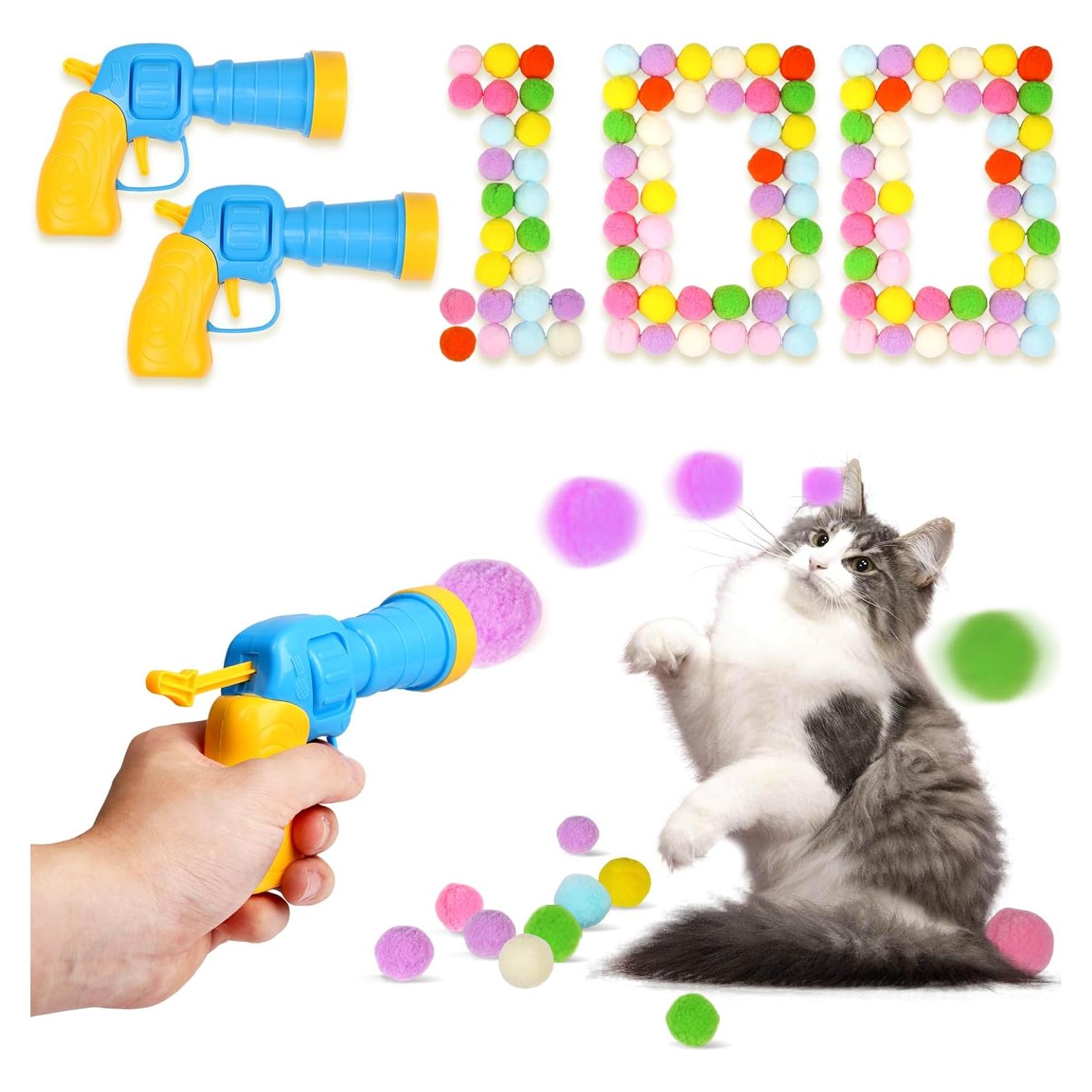 Set de Juguetes para Gatos TEAWOO - 100 Bolas y 2 Lanzadores
