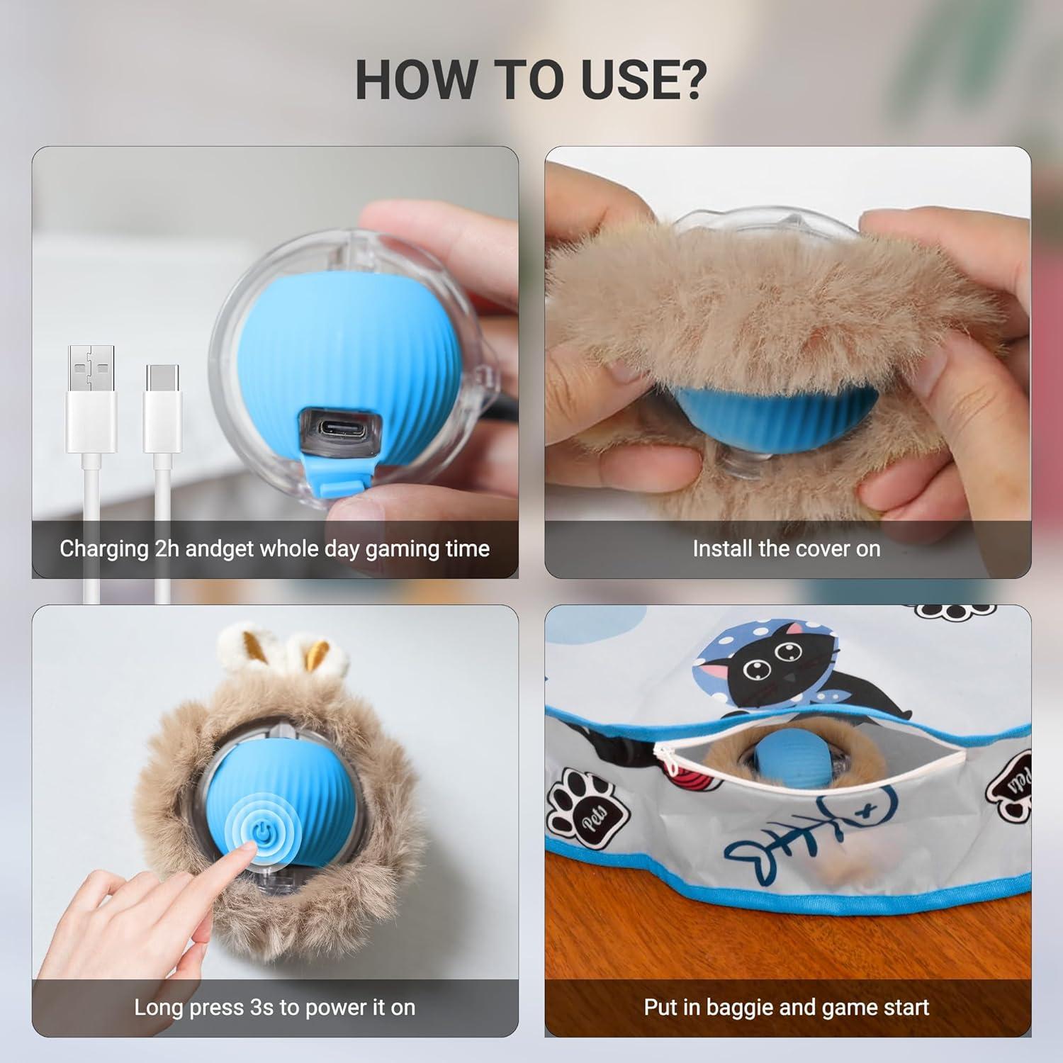 Juguete Interactivo para Gatos Hyfico Bola Automática 15cm