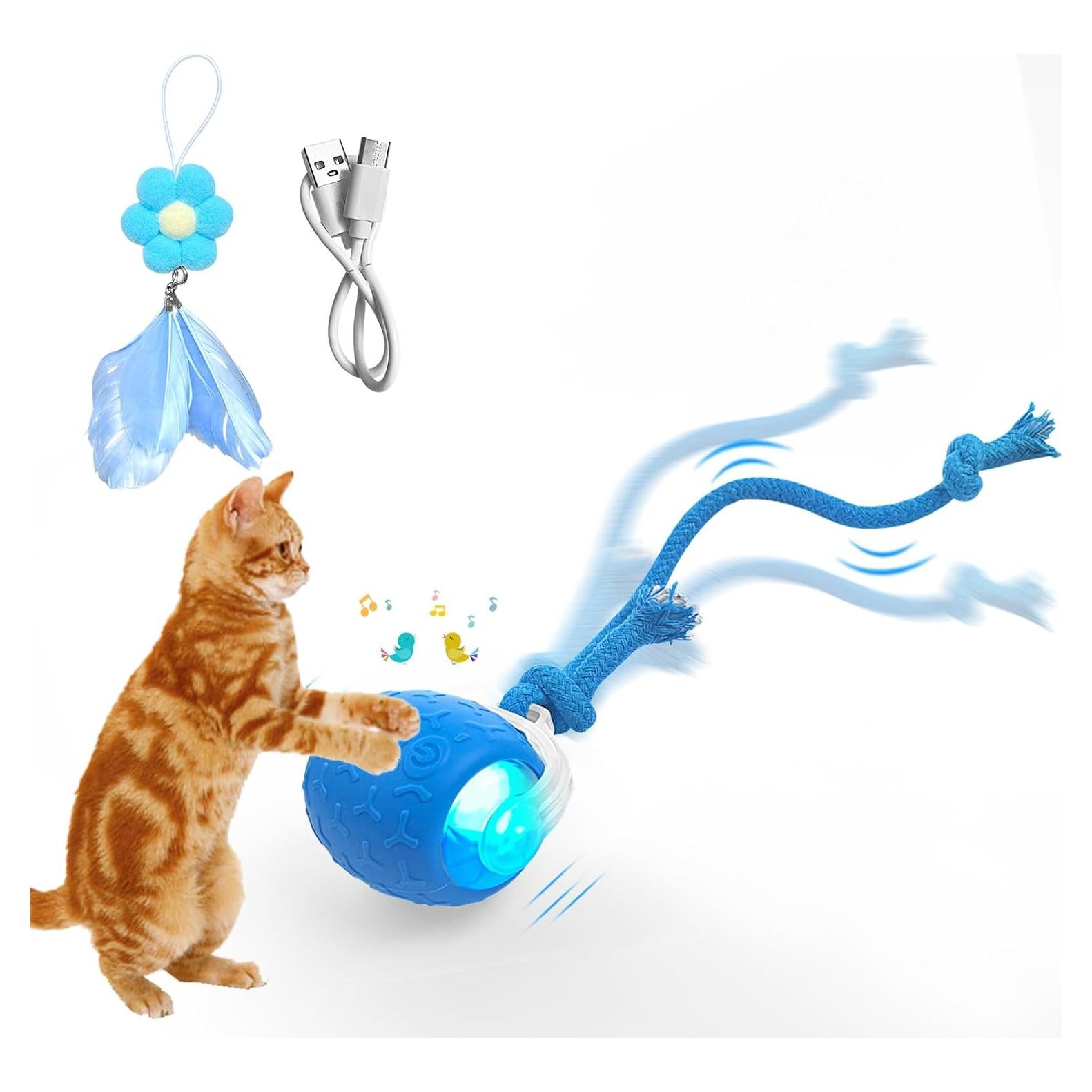 Bola Interactiva para Gatos LEUCITE Azul Recargable 600mAh