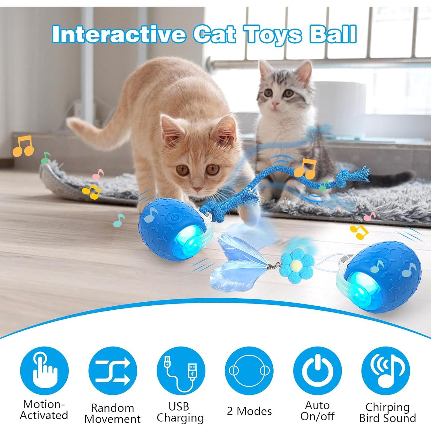 Bola Interactiva para Gatos LEUCITE Azul Recargable 600mAh