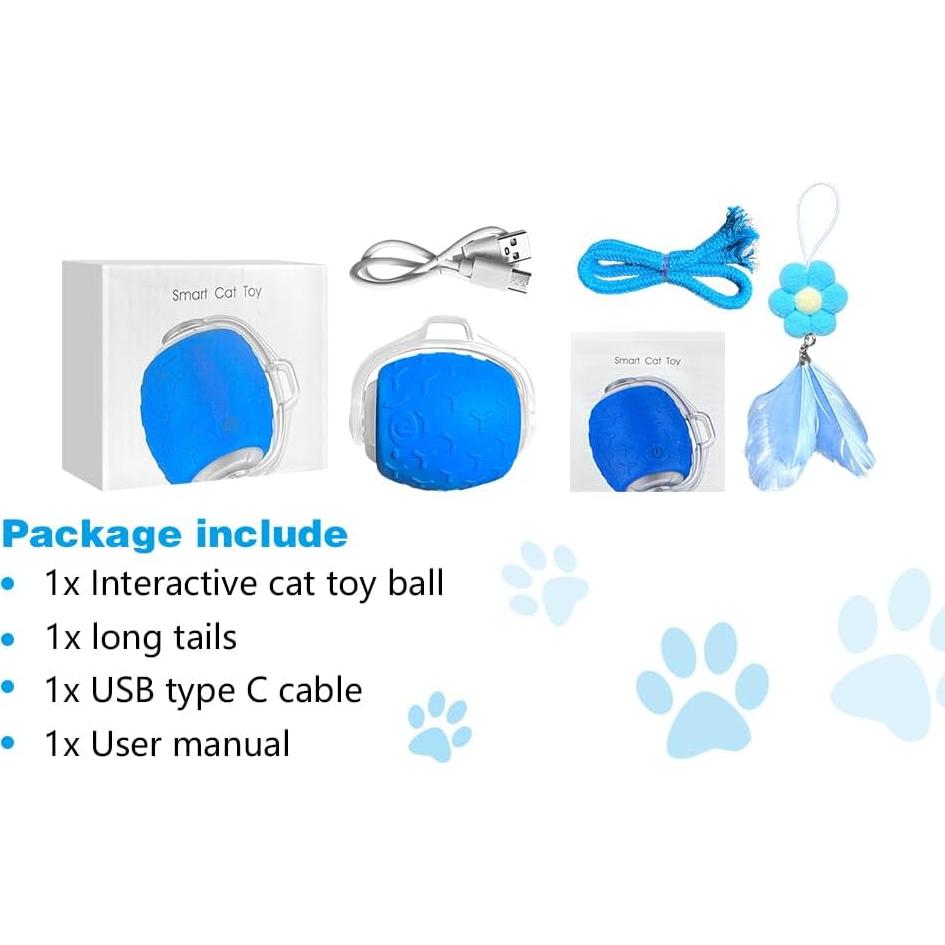 Bola Interactiva para Gatos LEUCITE Azul Recargable 600mAh