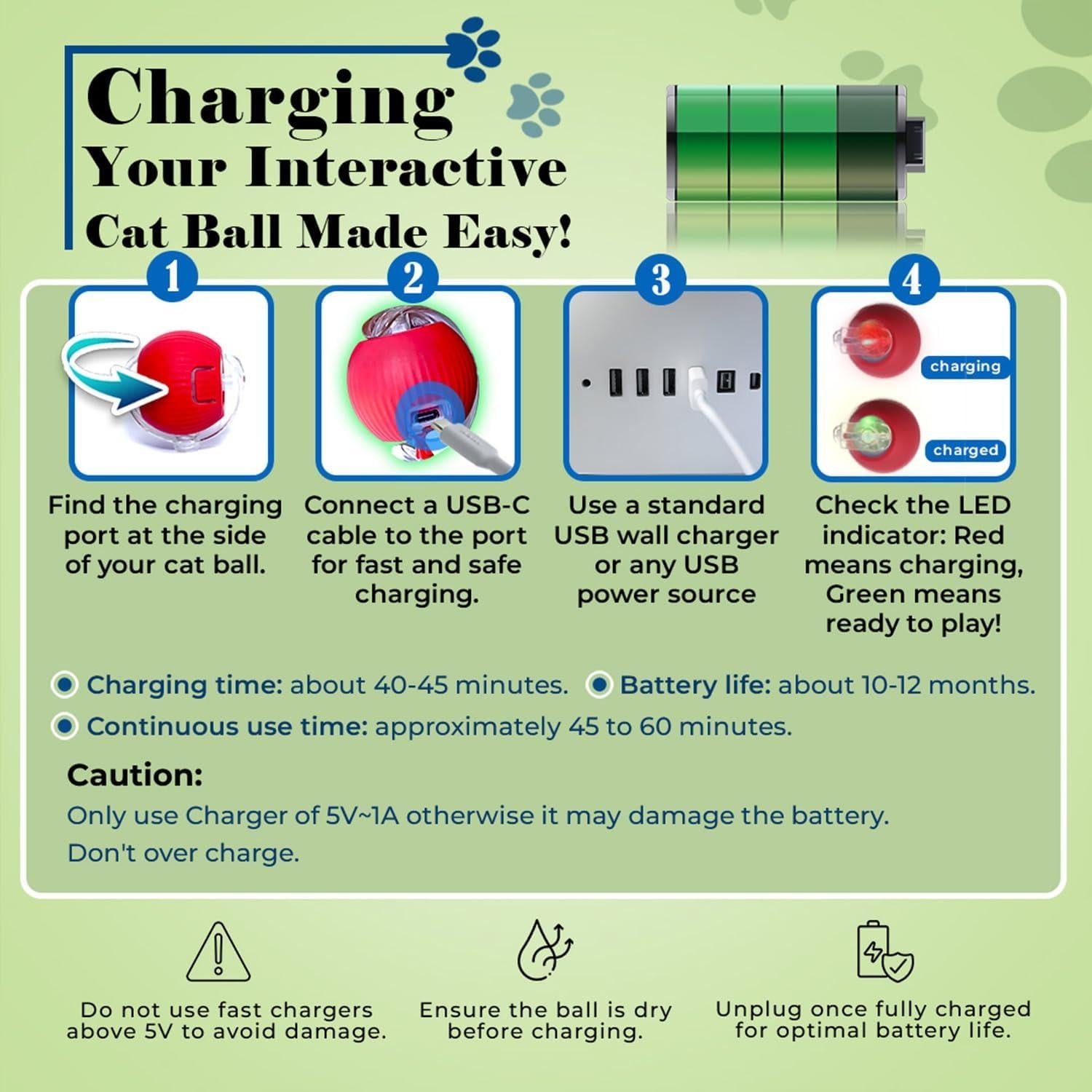 Juguete Interactivo para Gatos GlowPounce - Bola Automática 6.99cm