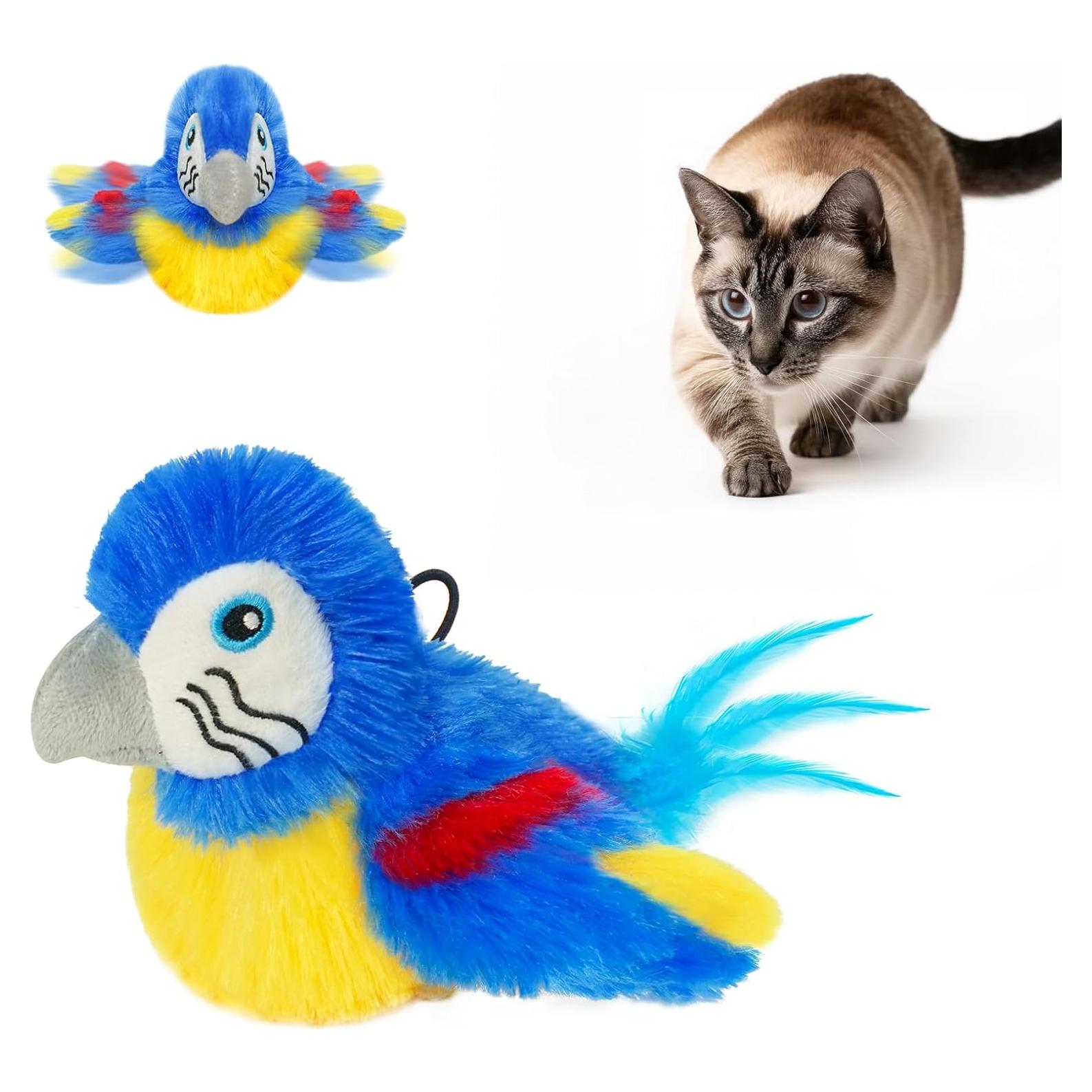 Juguete Interactivo para Gatos Vannon Pájaro Aleteante Azul
