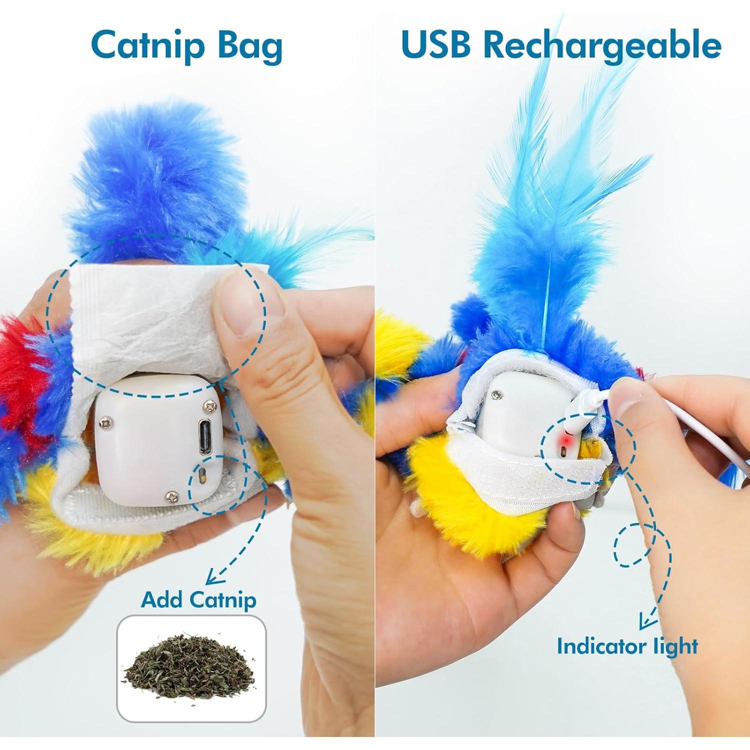 Juguete Interactivo para Gatos Vannon Pájaro Aleteante Azul