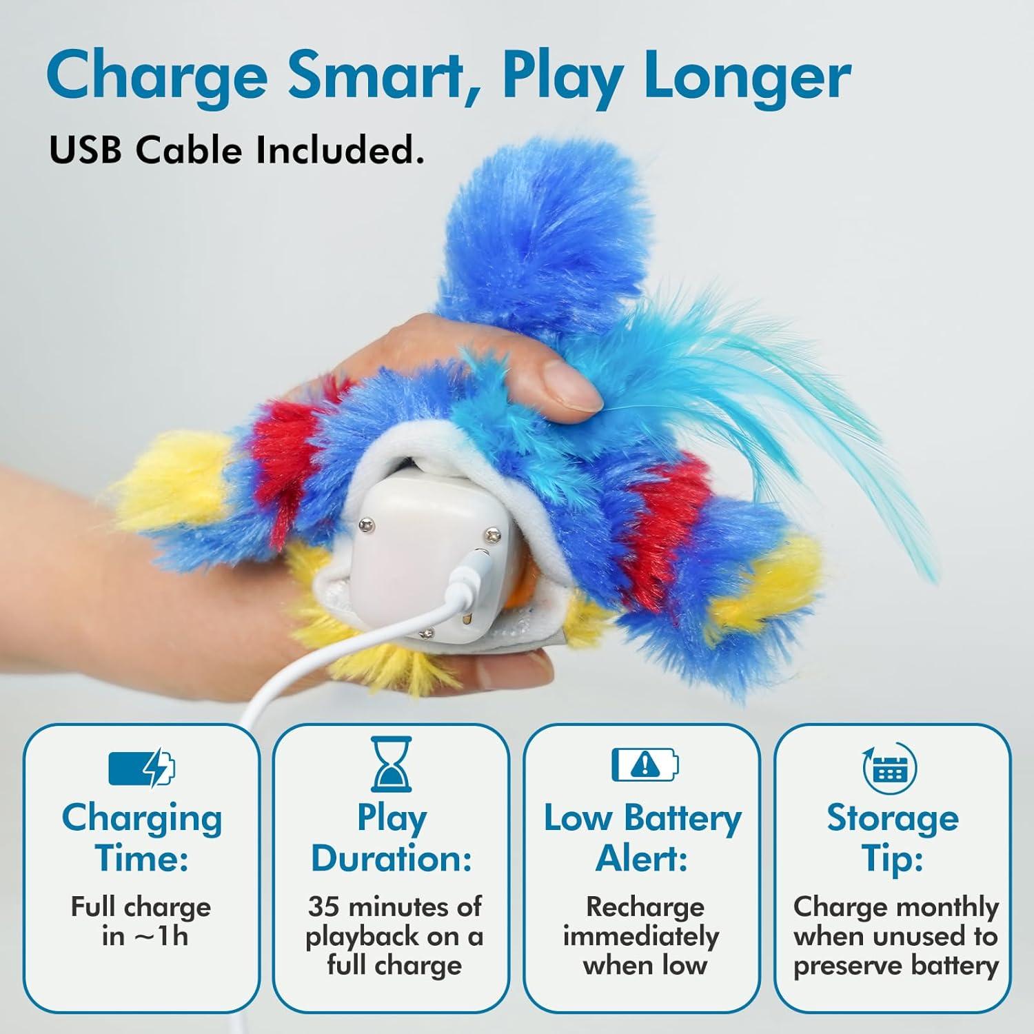 Juguete Interactivo para Gatos Vannon Pájaro Aleteante Azul