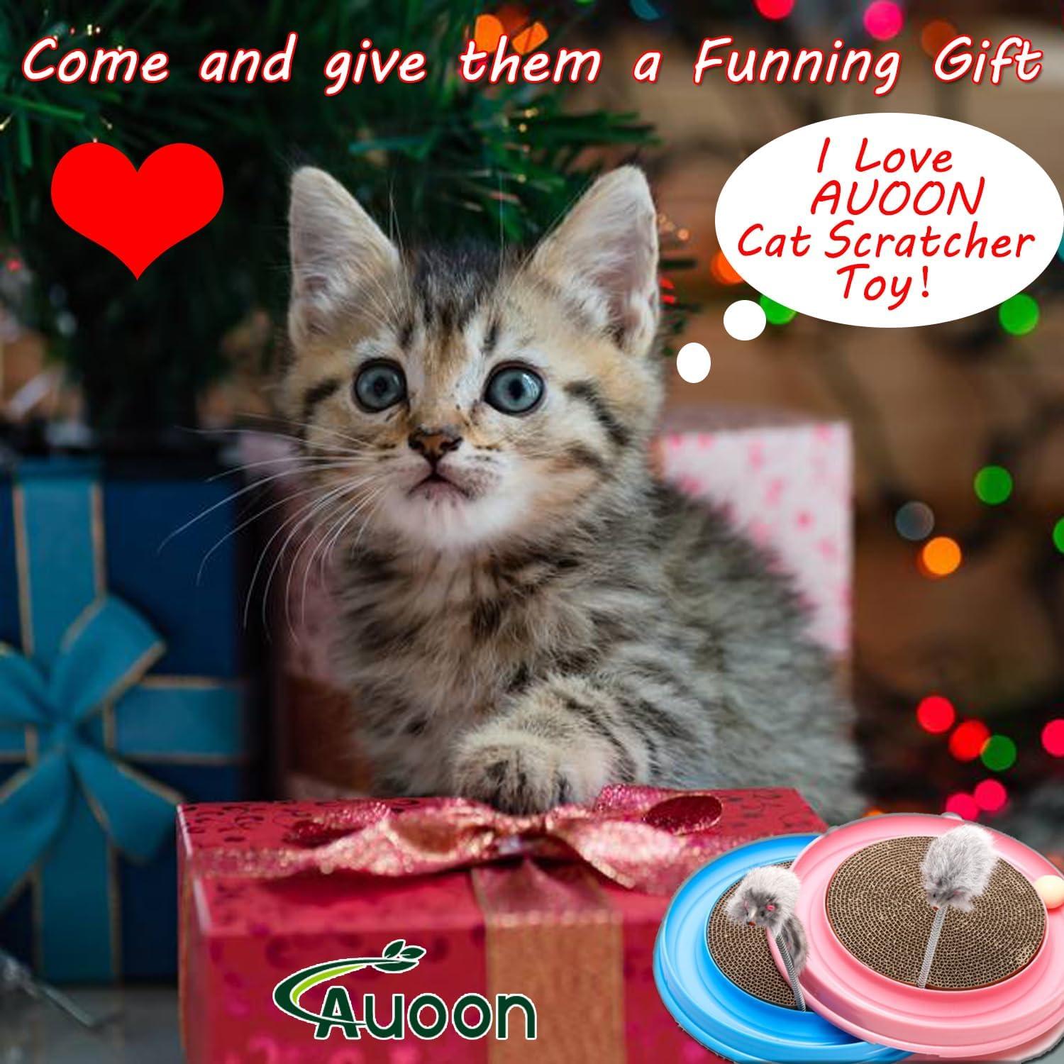 Rascador para Gatos AUOON con Pista de Pelota y Ratón - Azul