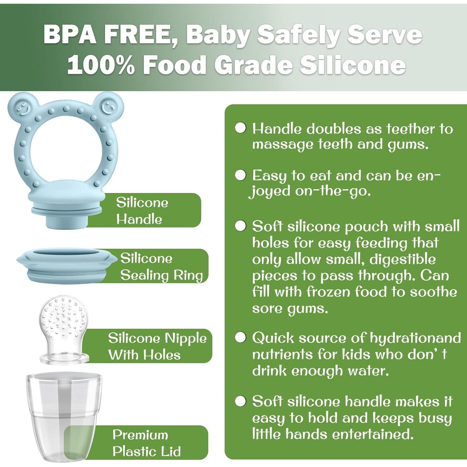 Alimentador de Frutas JEXFUN de Silicona para Bebés 4 Meses+