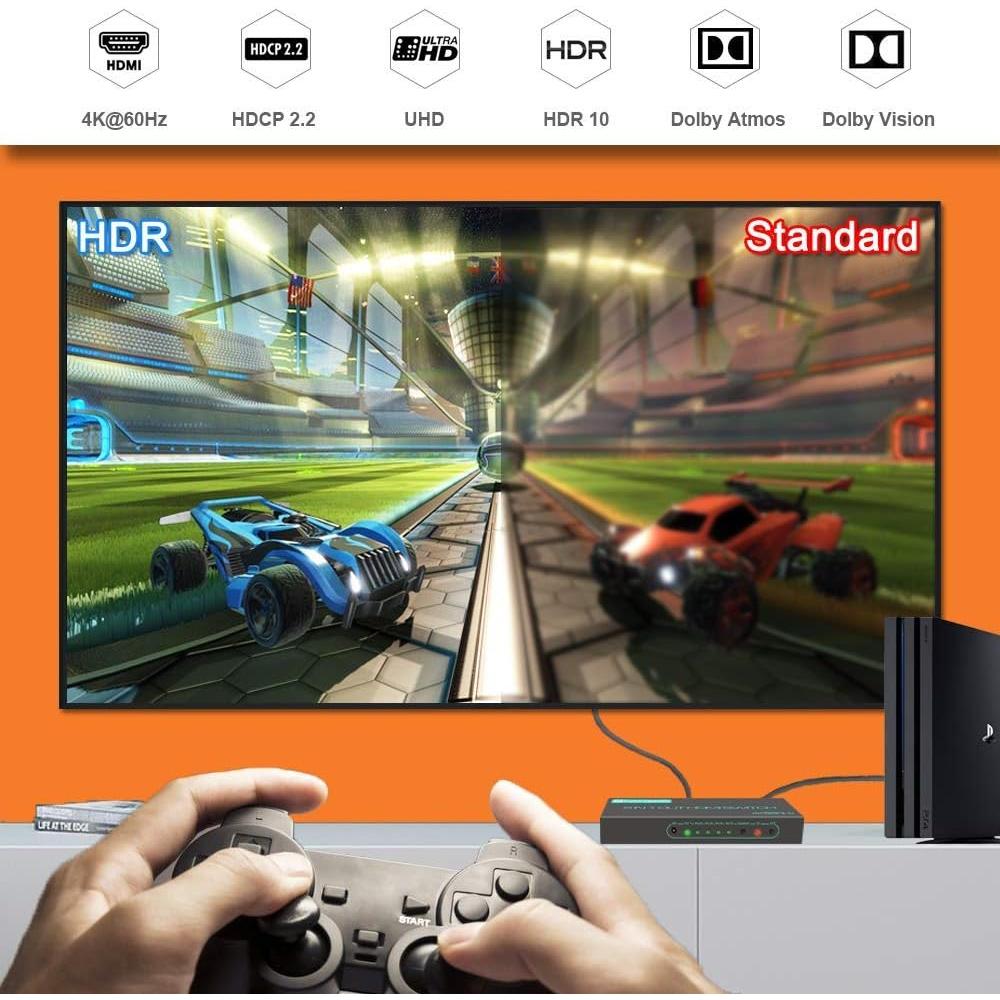 Interruptor HDMI SkycropHD 4K 5 en 1 con Control Remoto