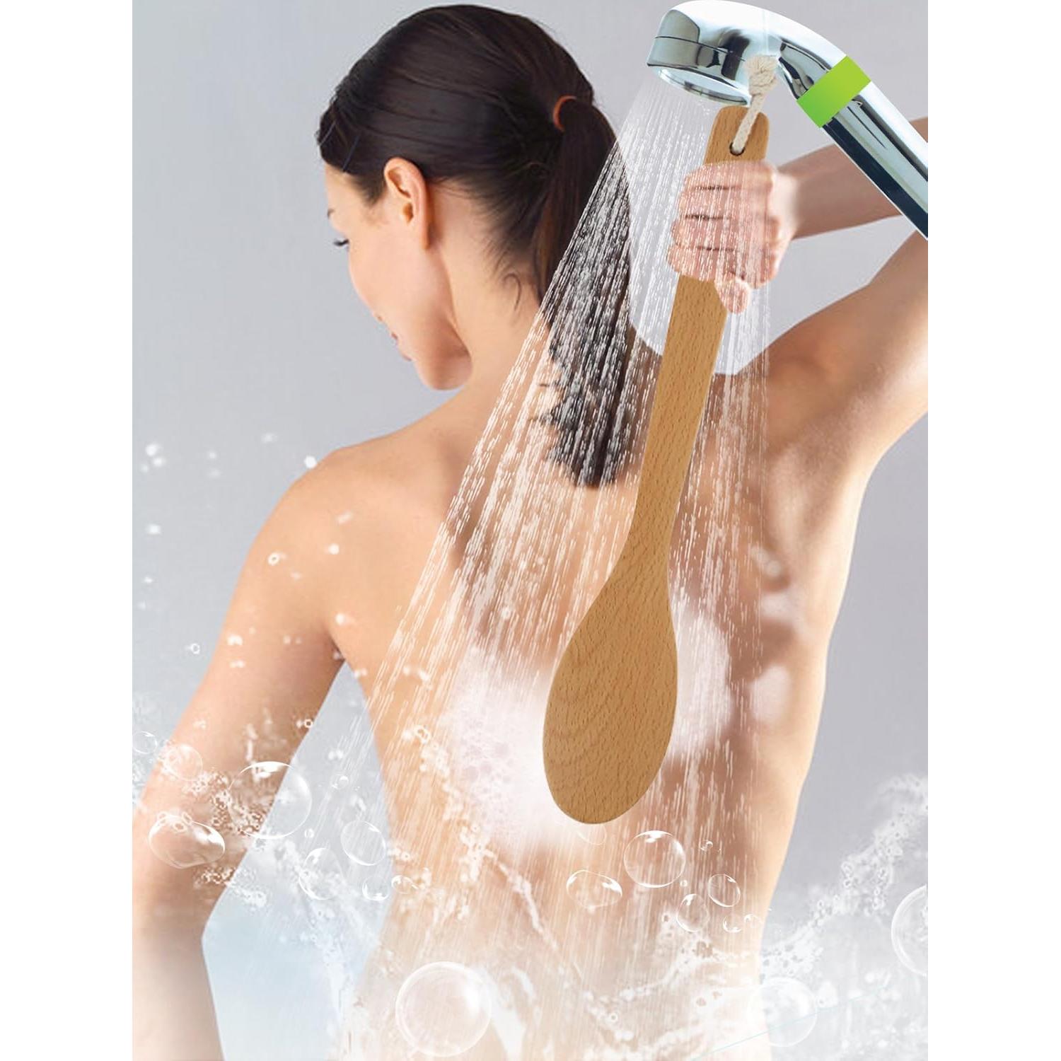 Cepillo de Cuerpo Huayi con Mango Largo y Cerdas Naturales