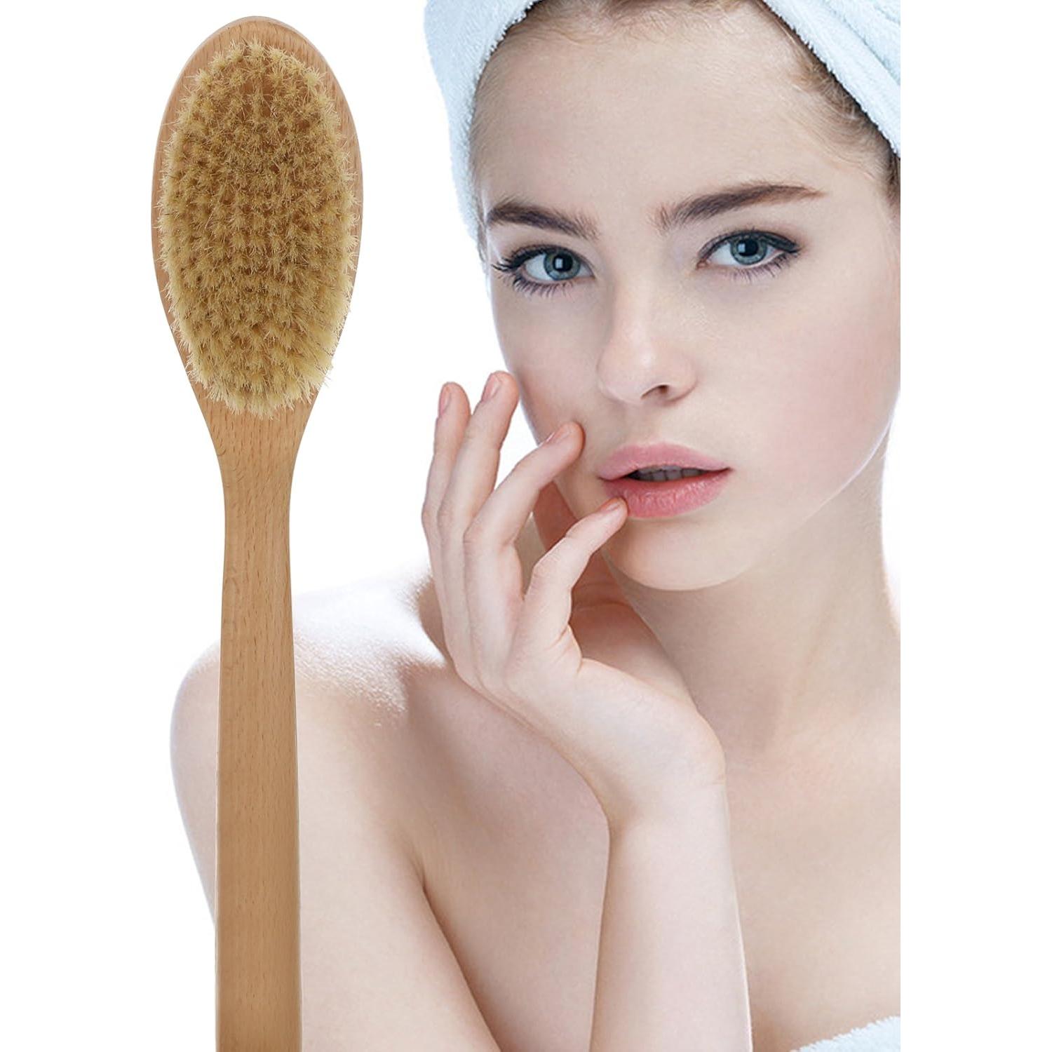 Cepillo de Cuerpo Huayi con Mango Largo y Cerdas Naturales