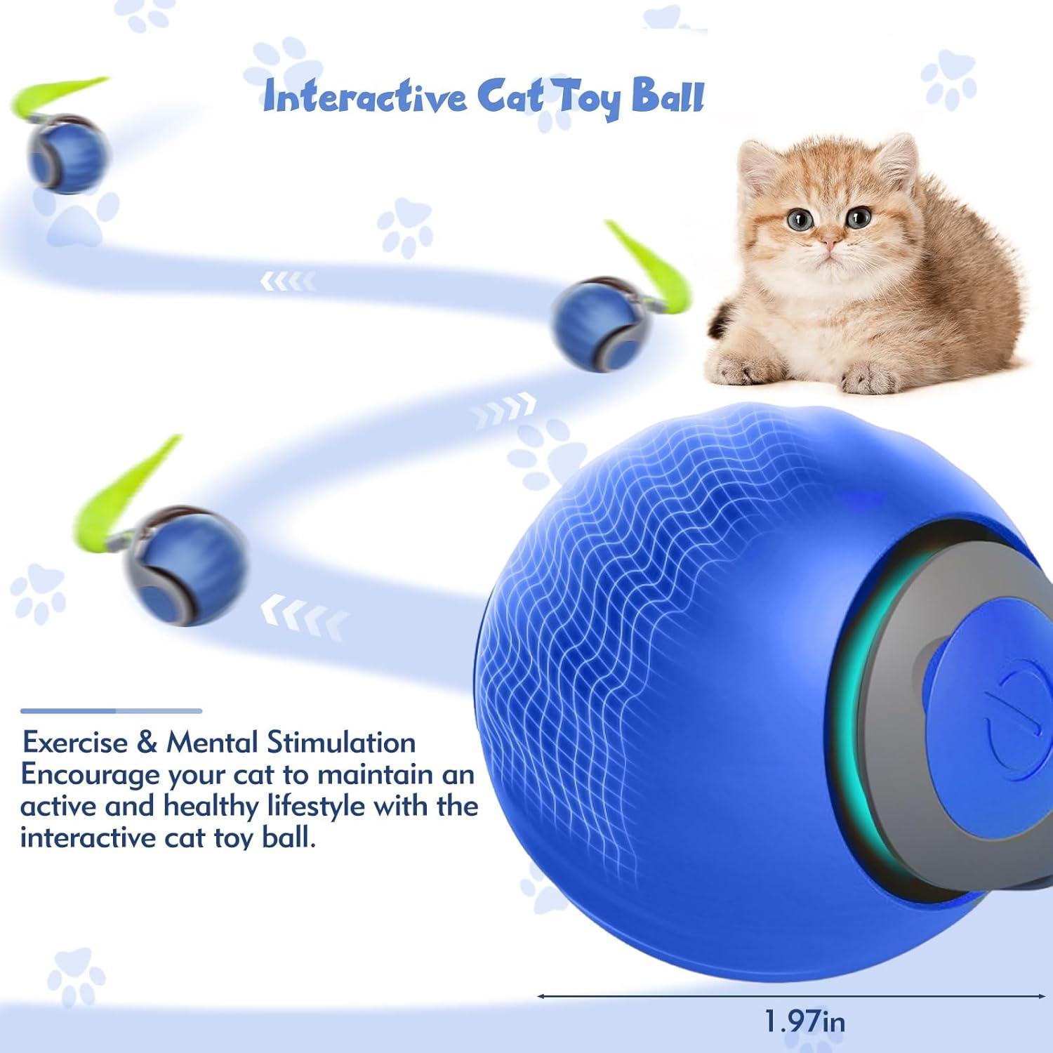 Juguete Interactivo para Gatos NONENDU Turbo Ball Azul 7.1cm