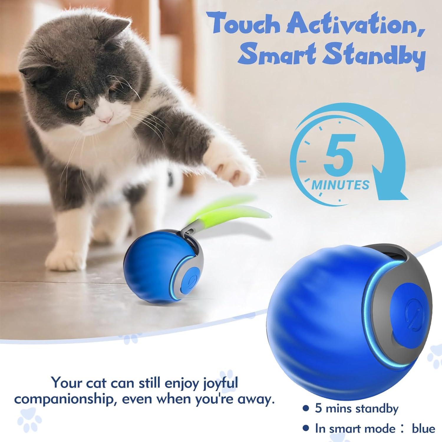 Juguete Interactivo para Gatos NONENDU Turbo Ball Azul 7.1cm