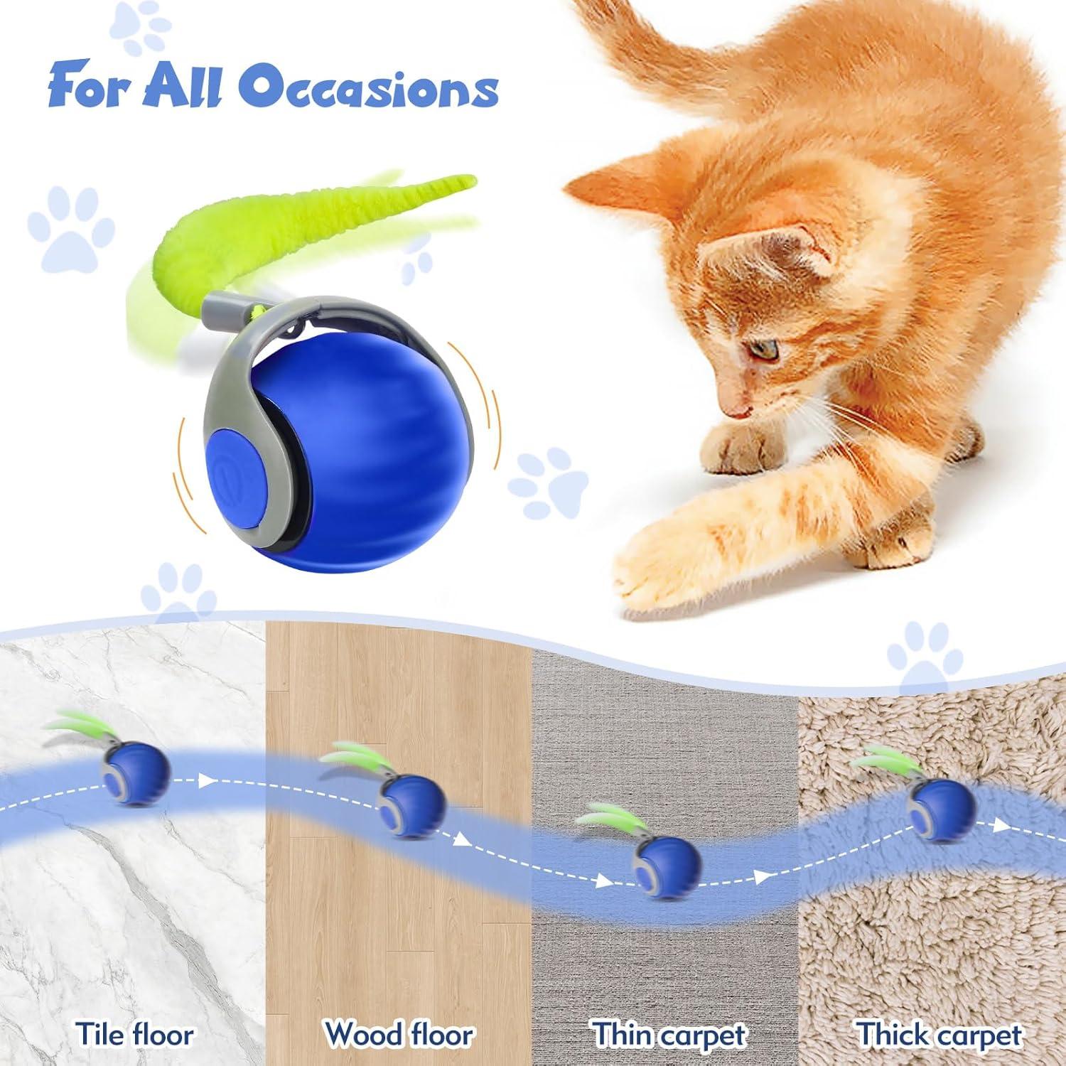 Juguete Interactivo para Gatos NONENDU Turbo Ball Azul 7.1cm