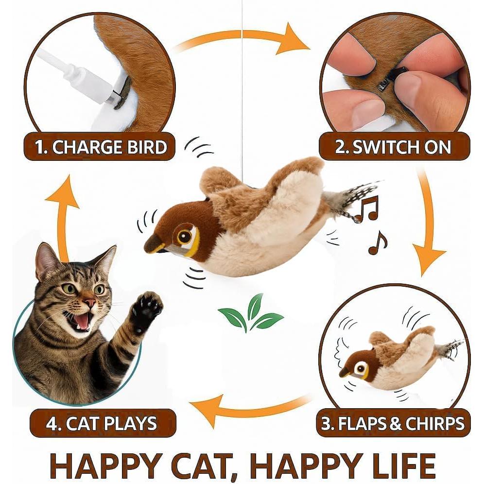 Juguete Interactivo para Gatos Paws Power Gorrión Recargable