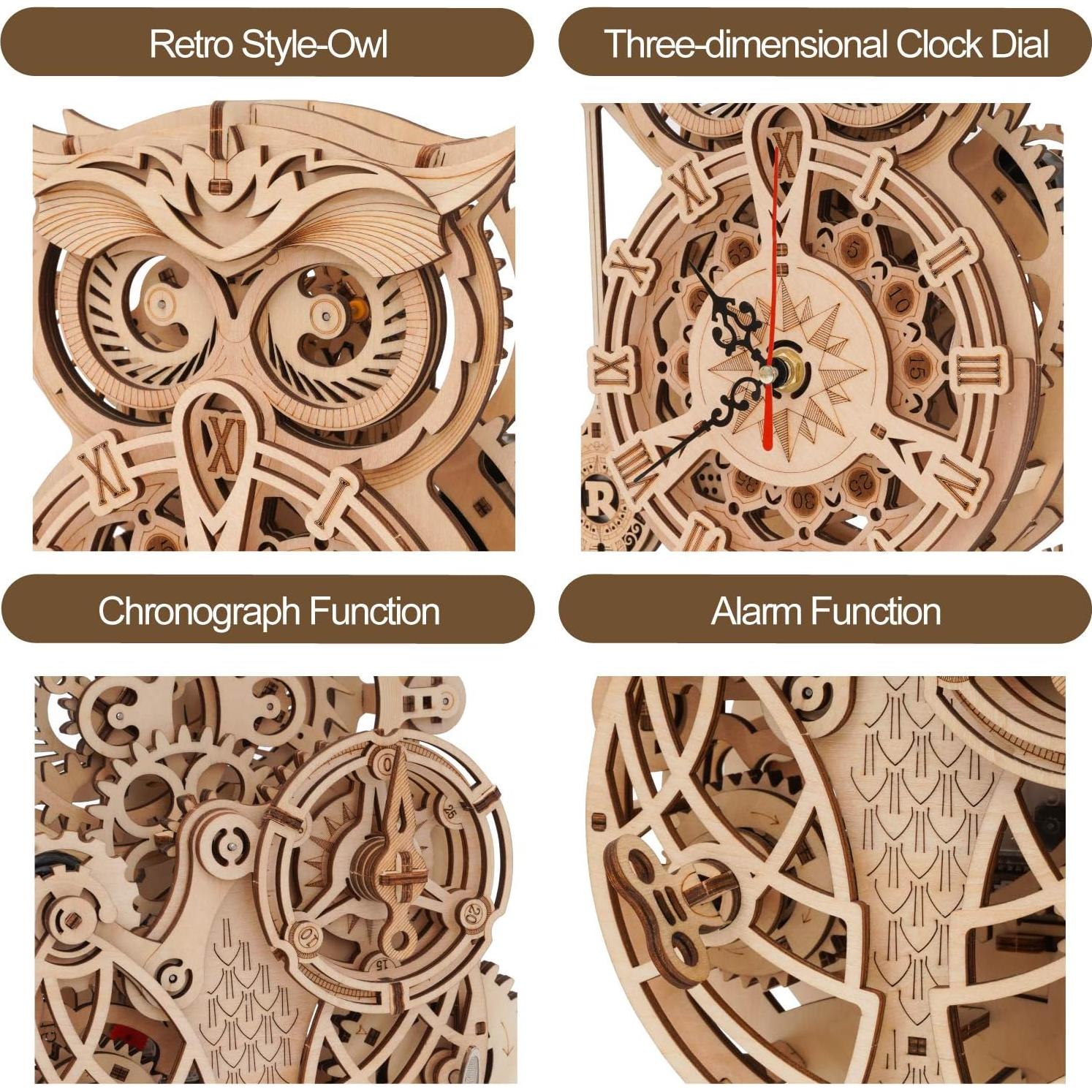 Rompecabezas 3D ROKR Reloj de Madera para Adultos DIY