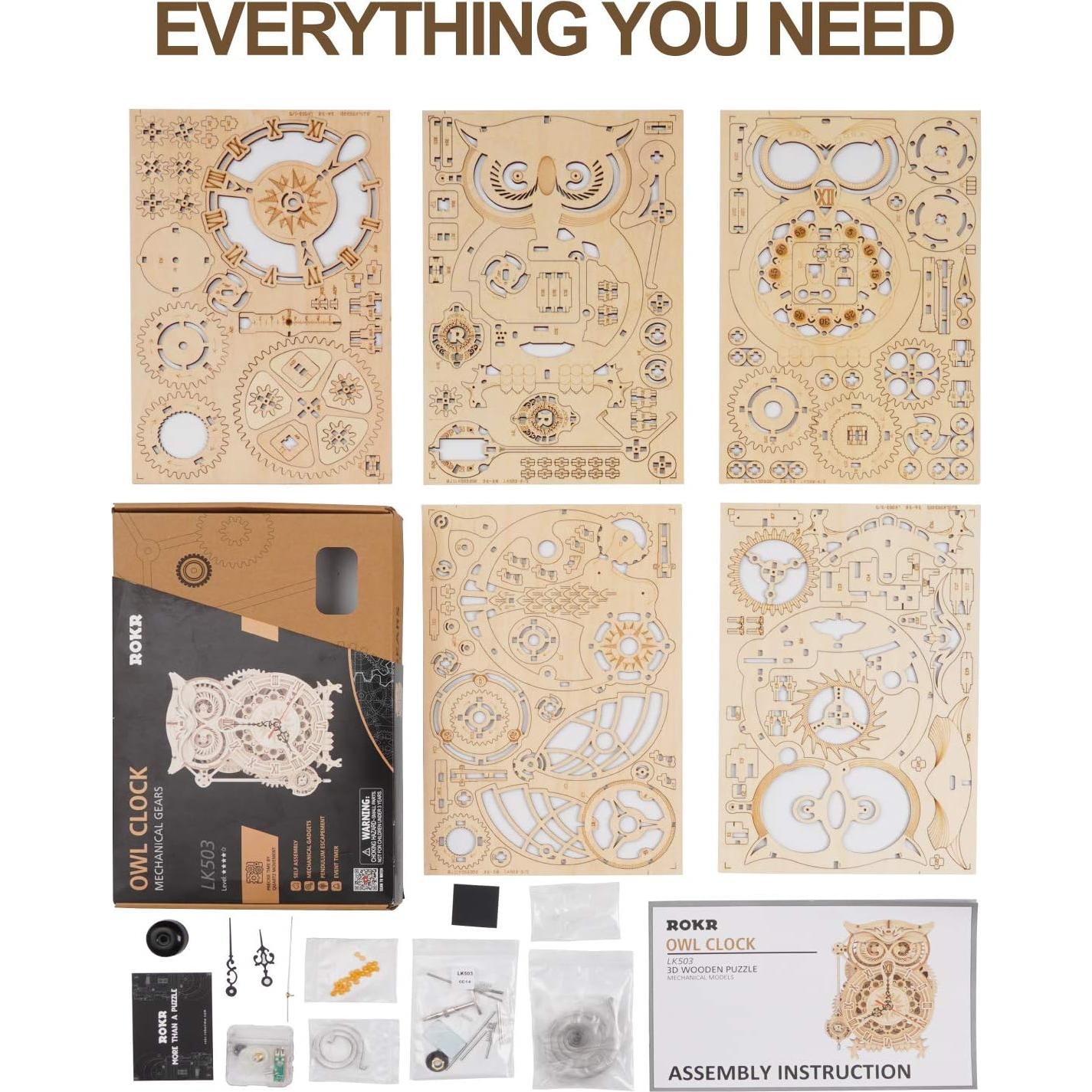 Rompecabezas 3D ROKR Reloj de Madera para Adultos DIY