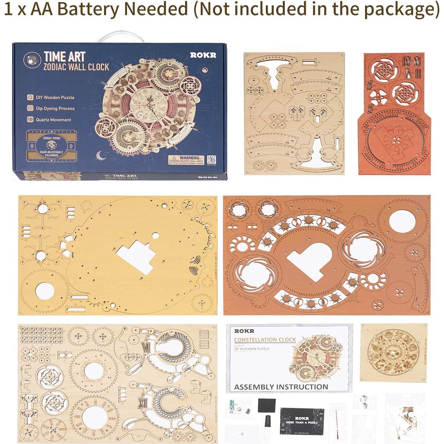 Rompecabezas de Madera 3D ROKR Reloj del Zodiaco DIY