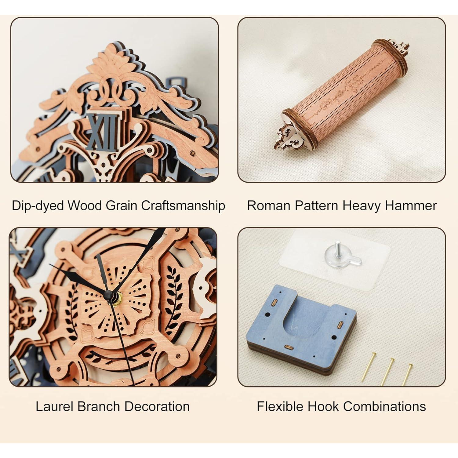 Reloj de Pared Mecánico ROKR 3D Vintage 30.48 cm