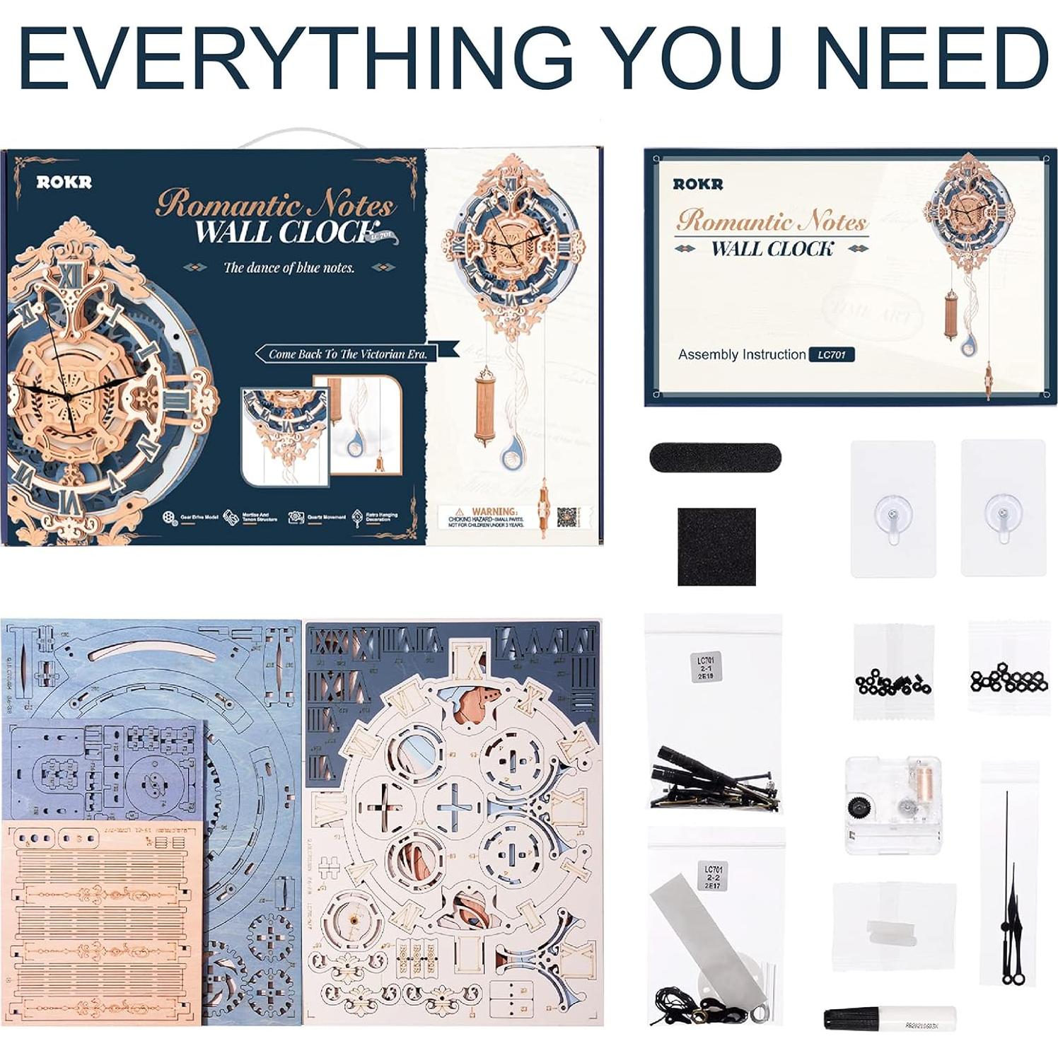 Reloj de Pared Mecánico ROKR 3D Vintage 30.48 cm