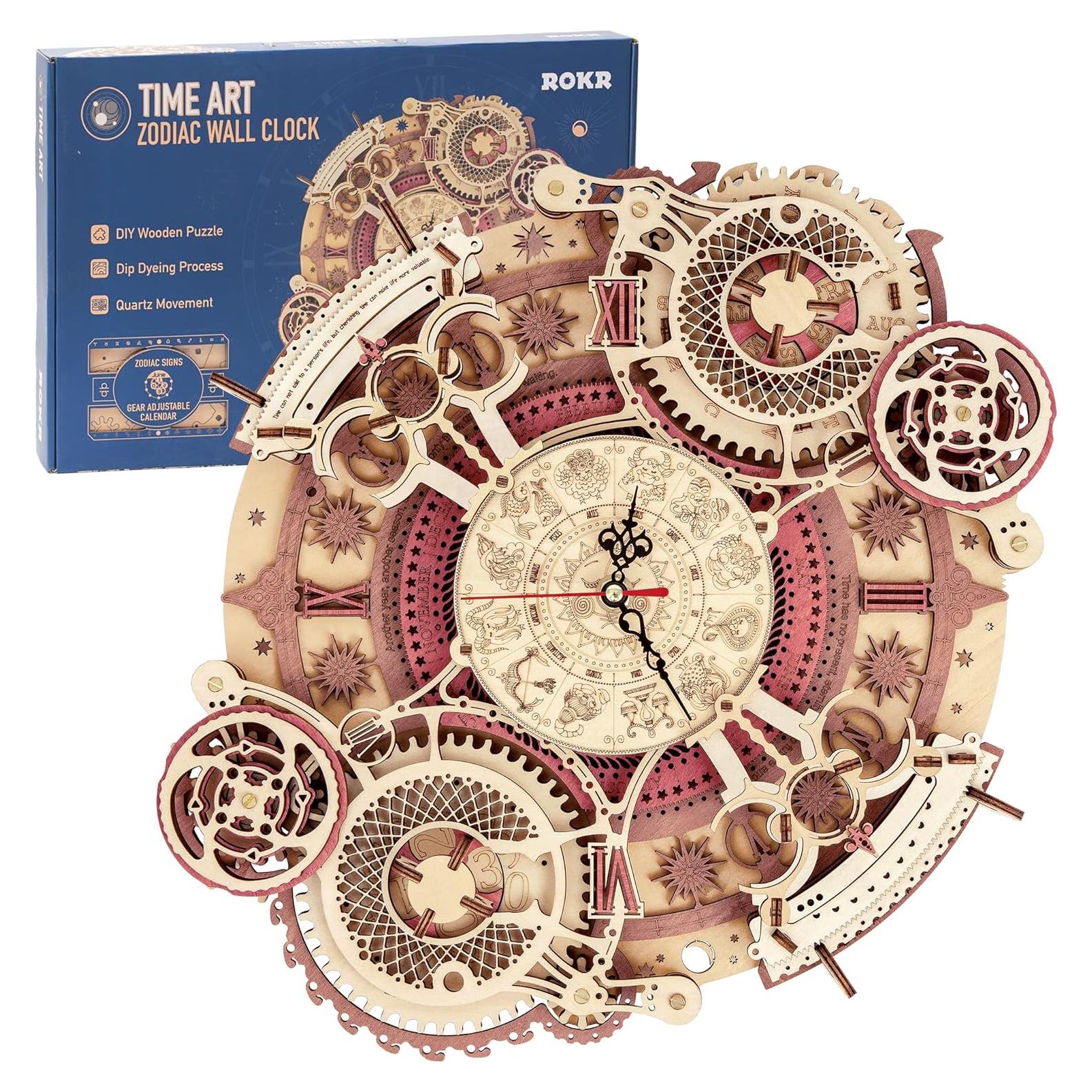 Rompecabezas 3D ROKR Reloj de Madera Zodiacal para Adultos