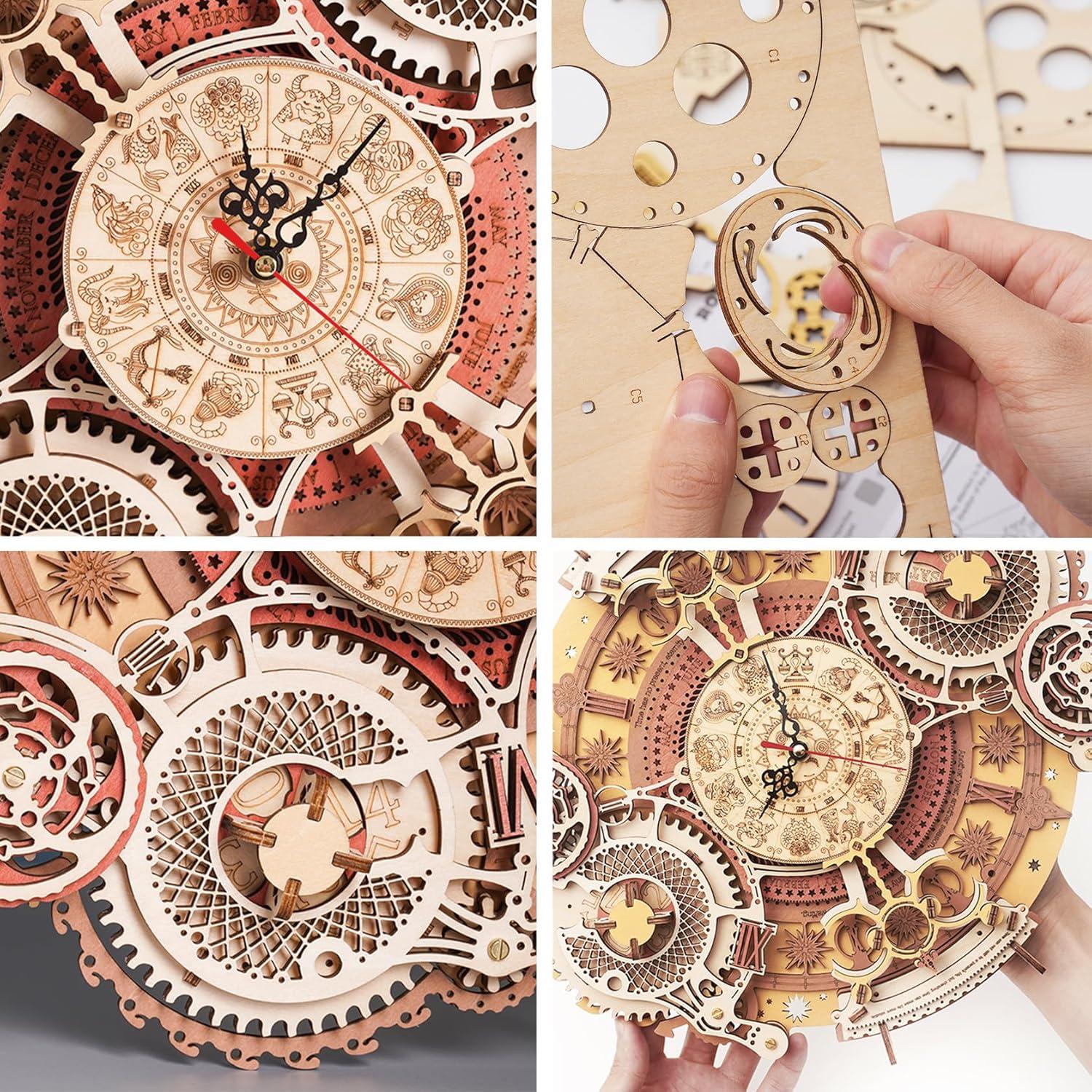 Rompecabezas 3D ROKR Reloj de Madera Zodiacal para Adultos