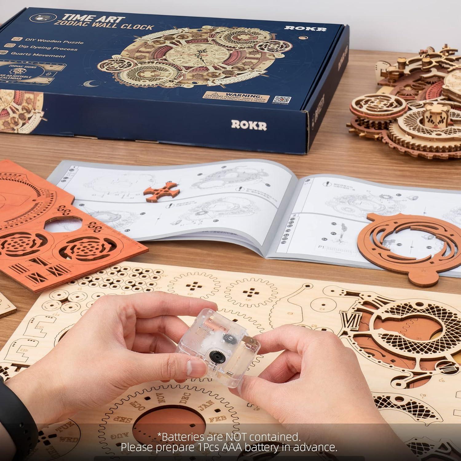 Rompecabezas 3D ROKR Reloj de Madera Zodiacal para Adultos