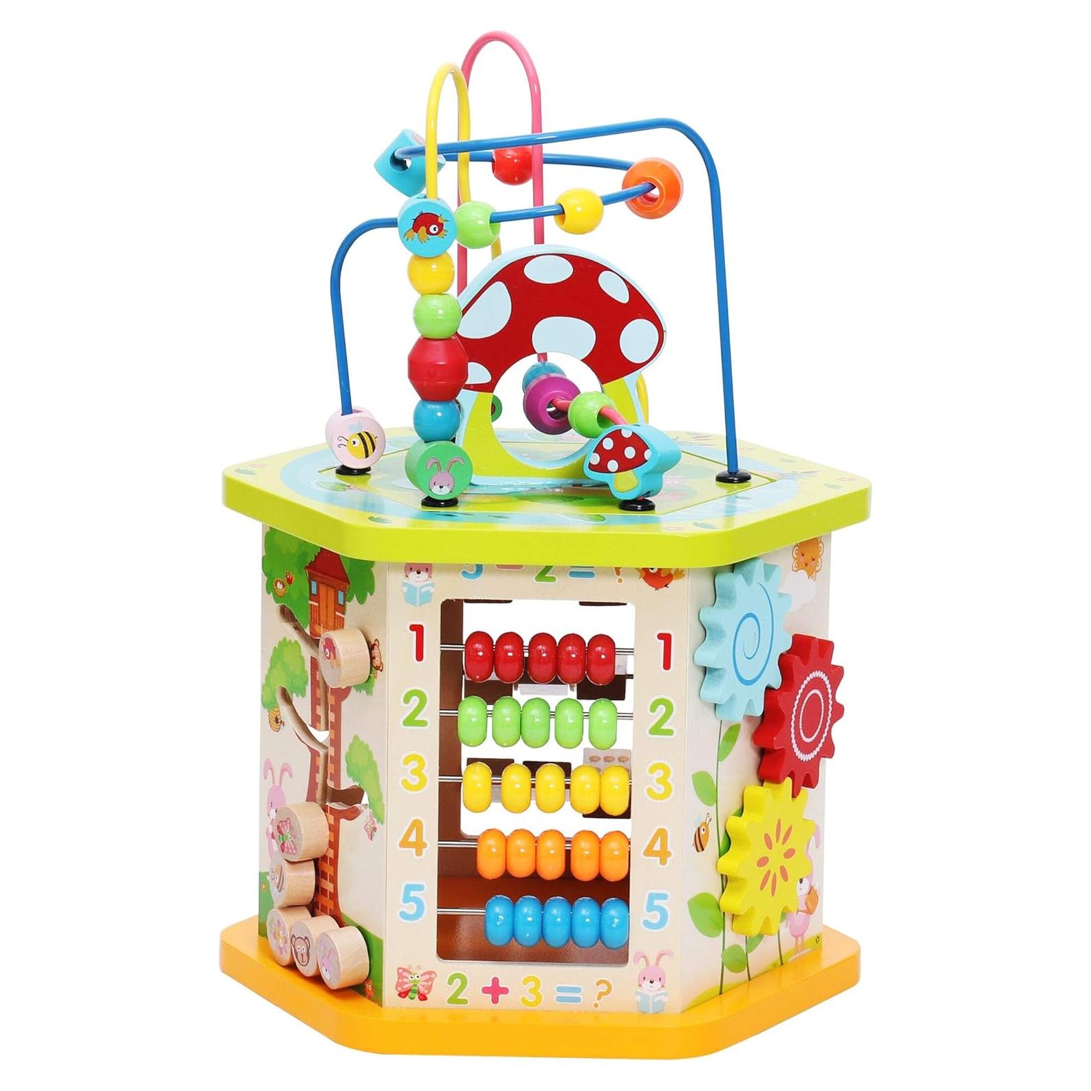 LAVIEVERT Juguete Educativo Cubo de Madera 9-en-1 para Niños