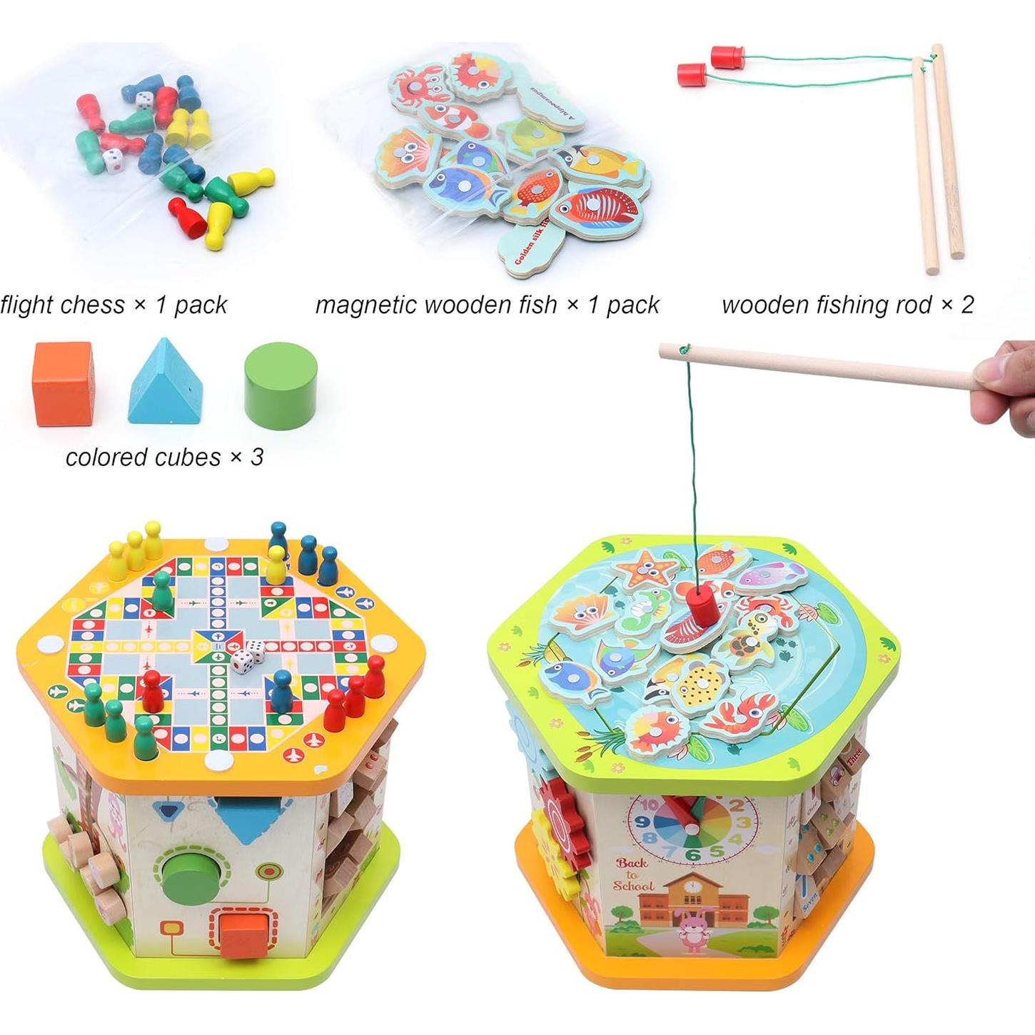 LAVIEVERT Juguete Educativo Cubo de Madera 9-en-1 para Niños