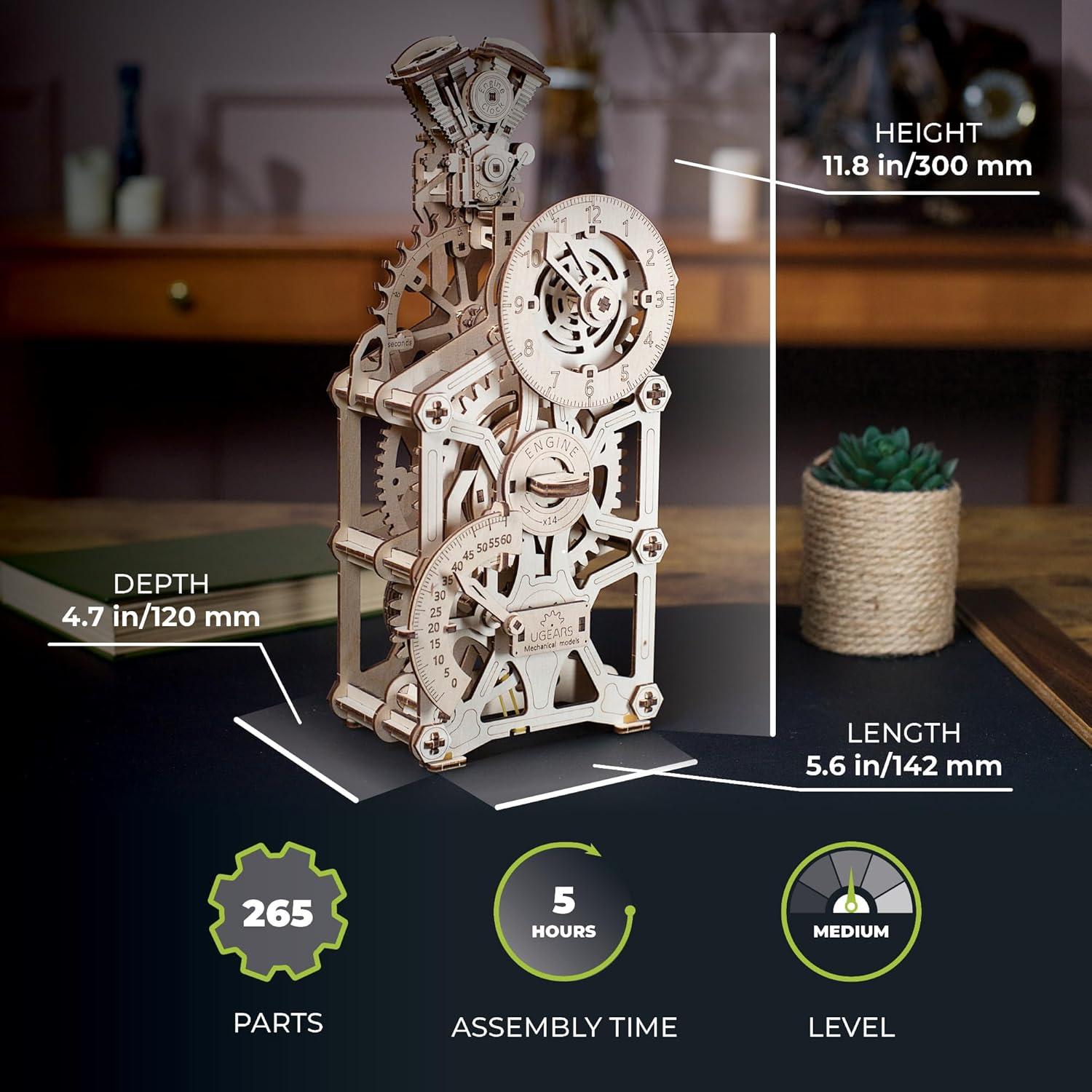 Reloj de Motor UGEARS 3D Puzzle Mecánico de Madera
