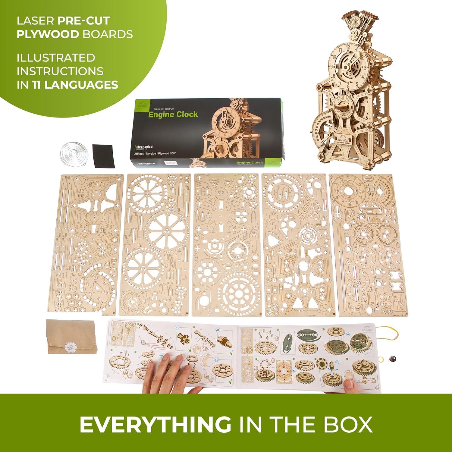 Reloj de Motor UGEARS 3D Puzzle Mecánico de Madera