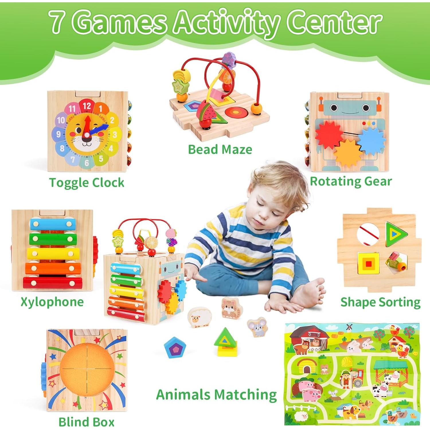 Cubo de Actividad de Madera ATOYUS para Niños 1-3 Años