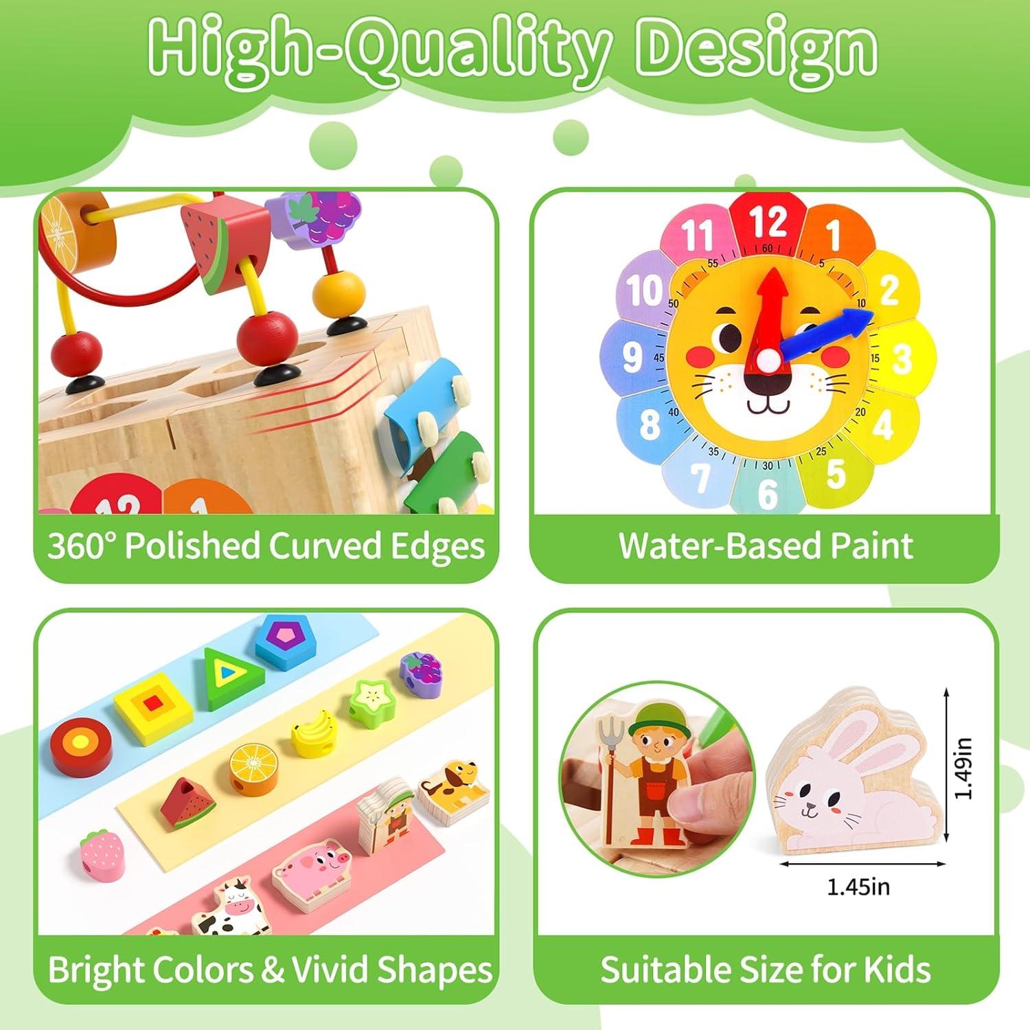 Cubo de Actividad de Madera ATOYUS para Niños 1-3 Años