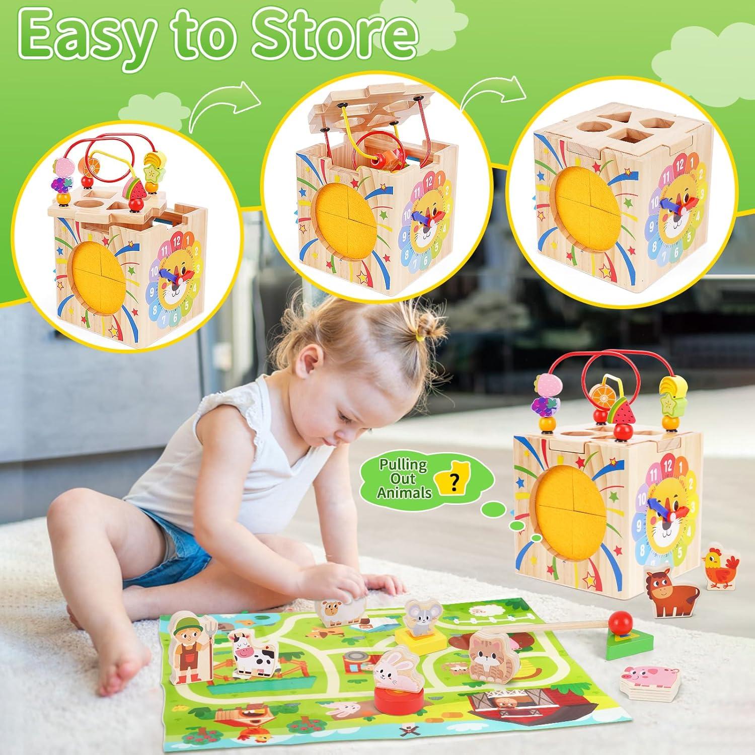 Cubo de Actividad de Madera ATOYUS para Niños 1-3 Años