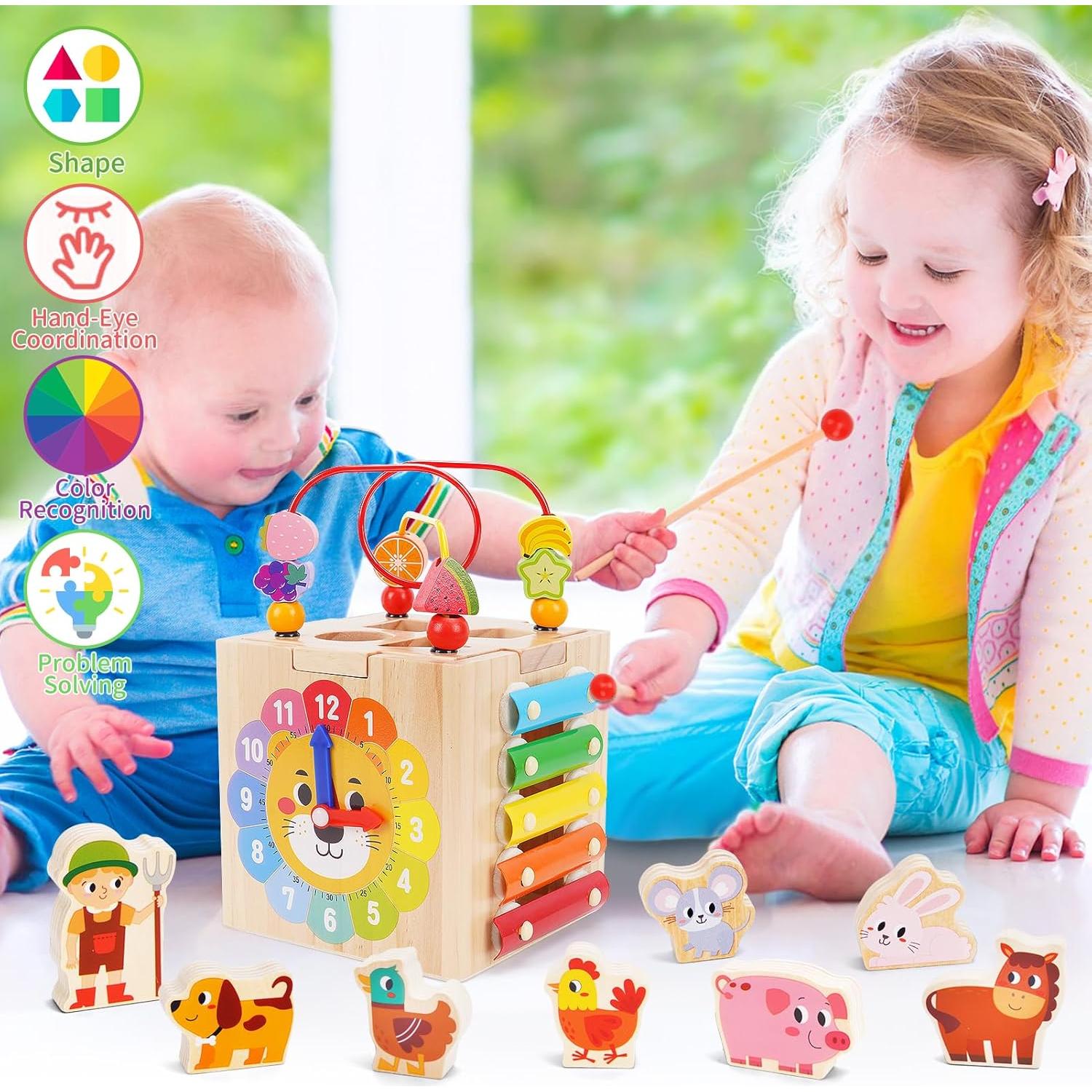 Cubo de Actividad de Madera ATOYUS para Niños 1-3 Años