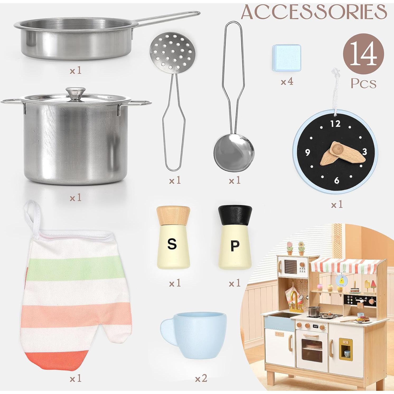 Juego de Cocina de Madera PairPear para Niños 3-8 Años