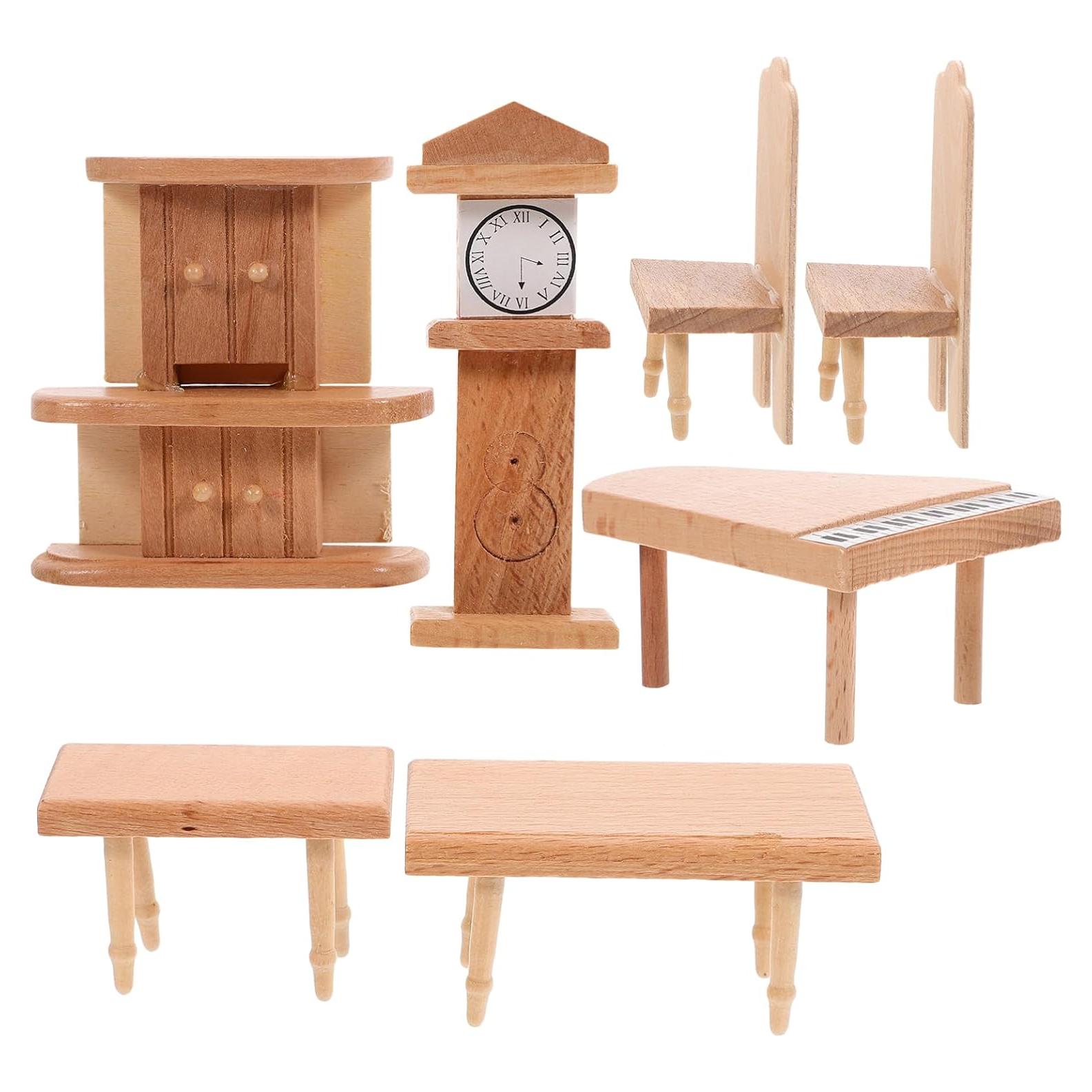 Juego de Muebles de Casa de Muñecas JOINPAYA - 7 Piezas de Madera