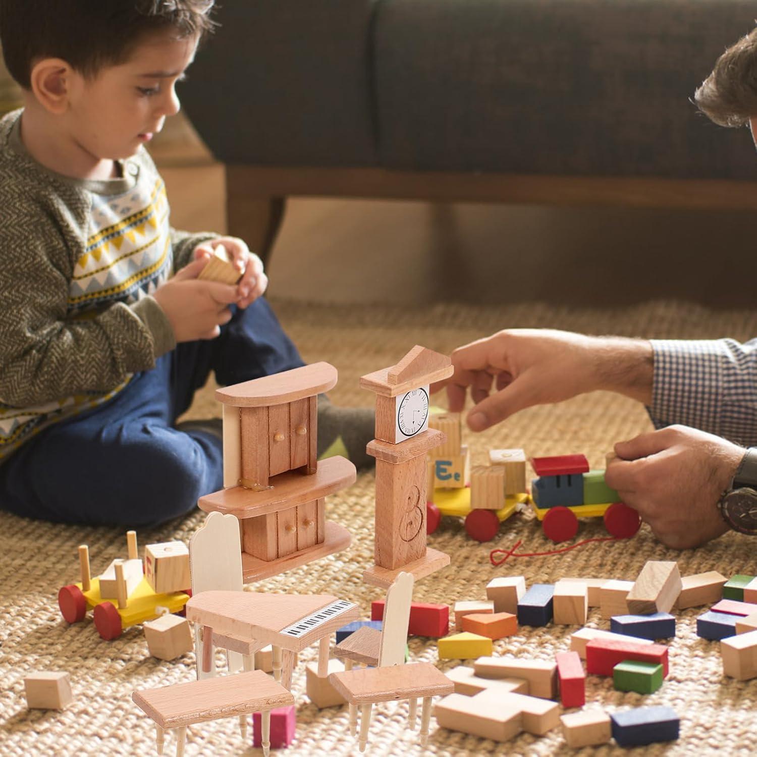 Juego de Muebles de Casa de Muñecas JOINPAYA - 7 Piezas de Madera