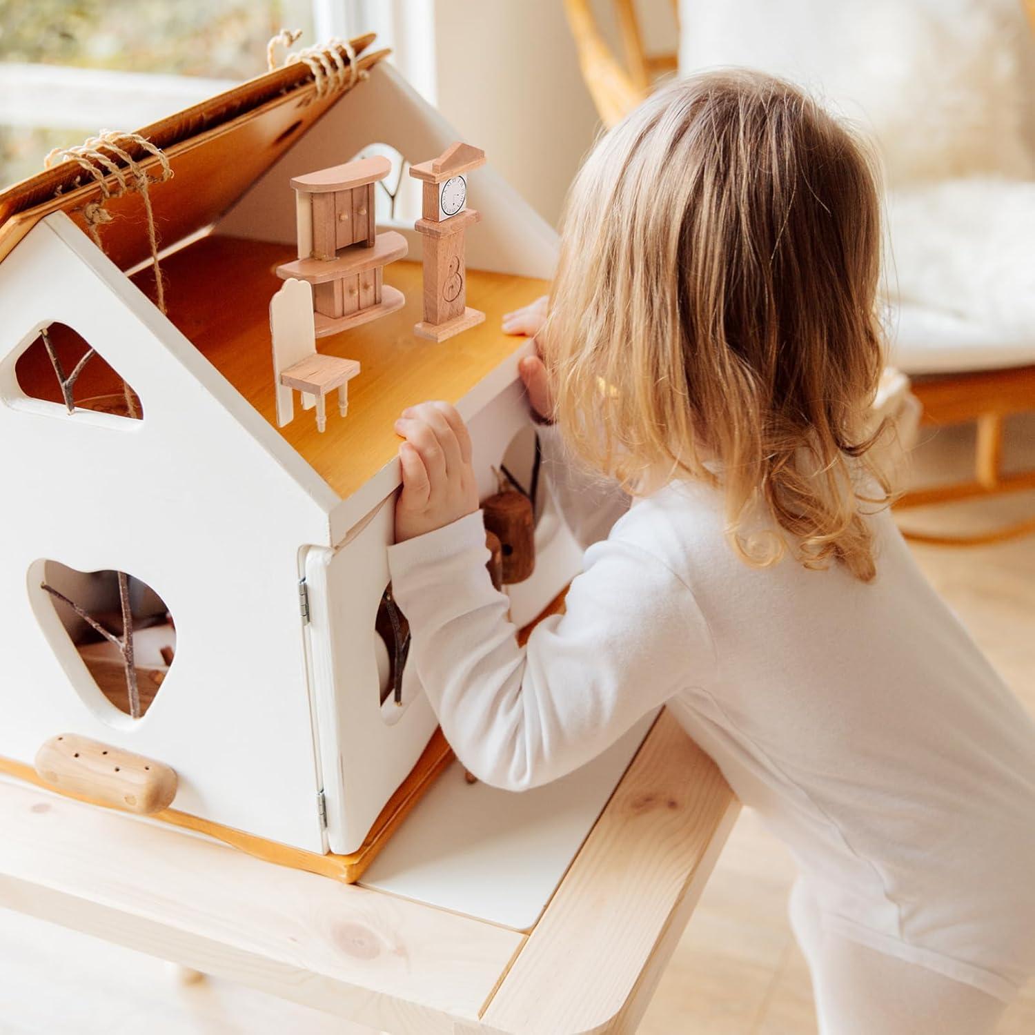 Juego de Muebles de Casa de Muñecas JOINPAYA - 7 Piezas de Madera