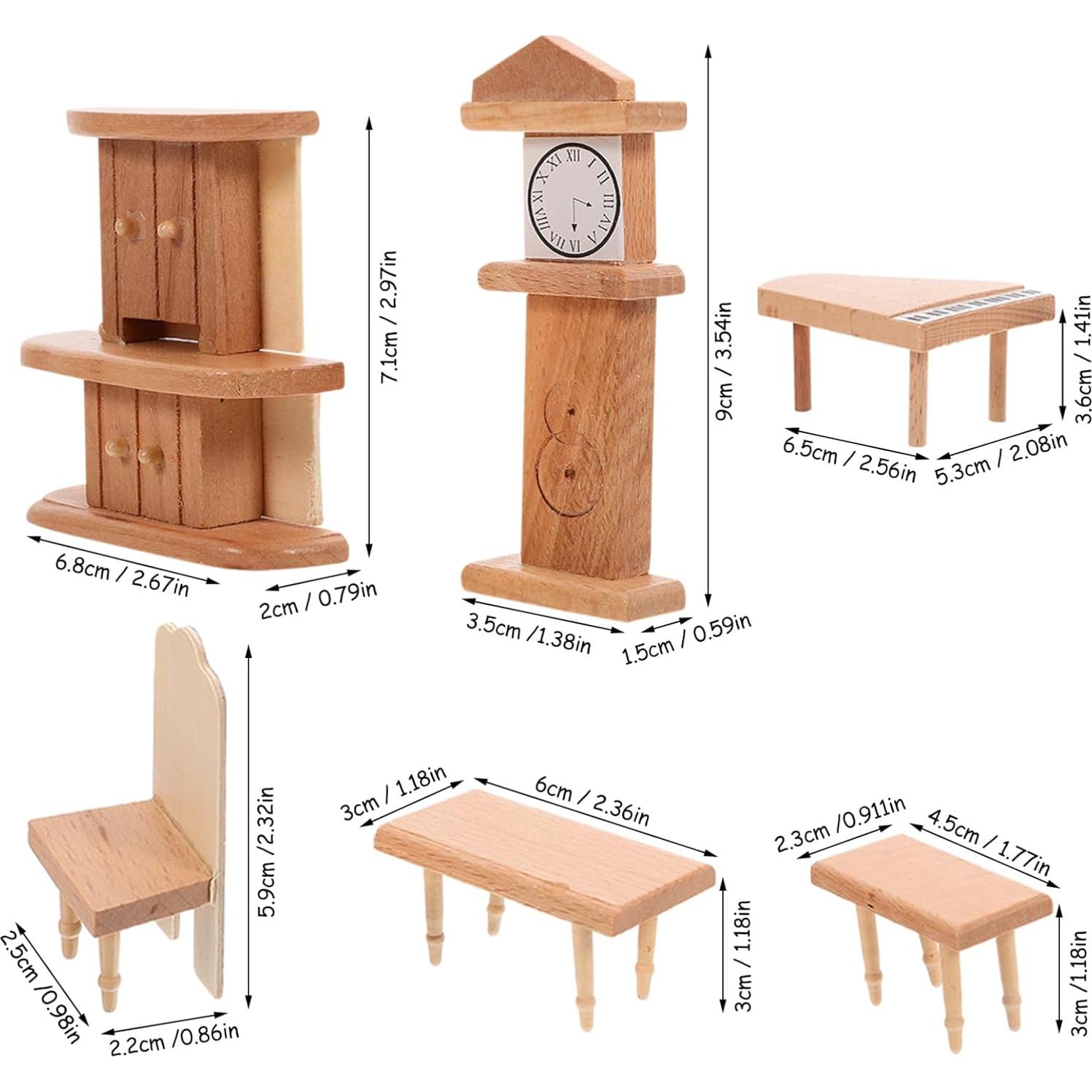 Juego de Muebles de Casa de Muñecas JOINPAYA - 7 Piezas de Madera