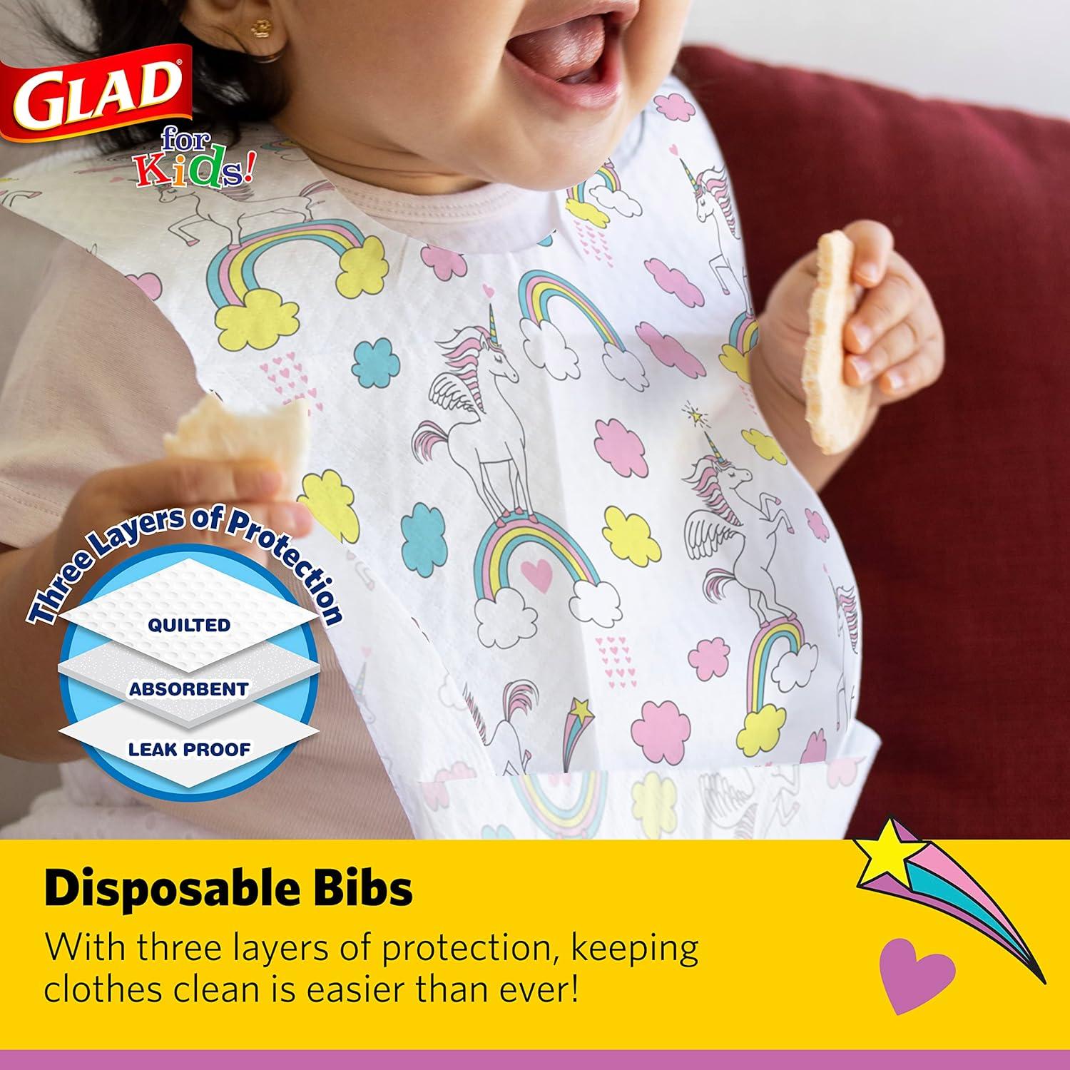 Baberos Desechables Unicornio Glad for Kids - 30 Unidades