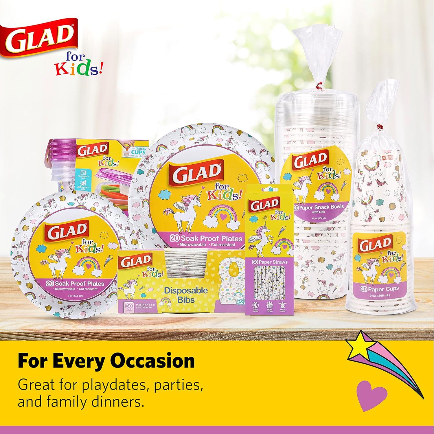 Baberos Desechables Unicornio Glad for Kids - 30 Unidades