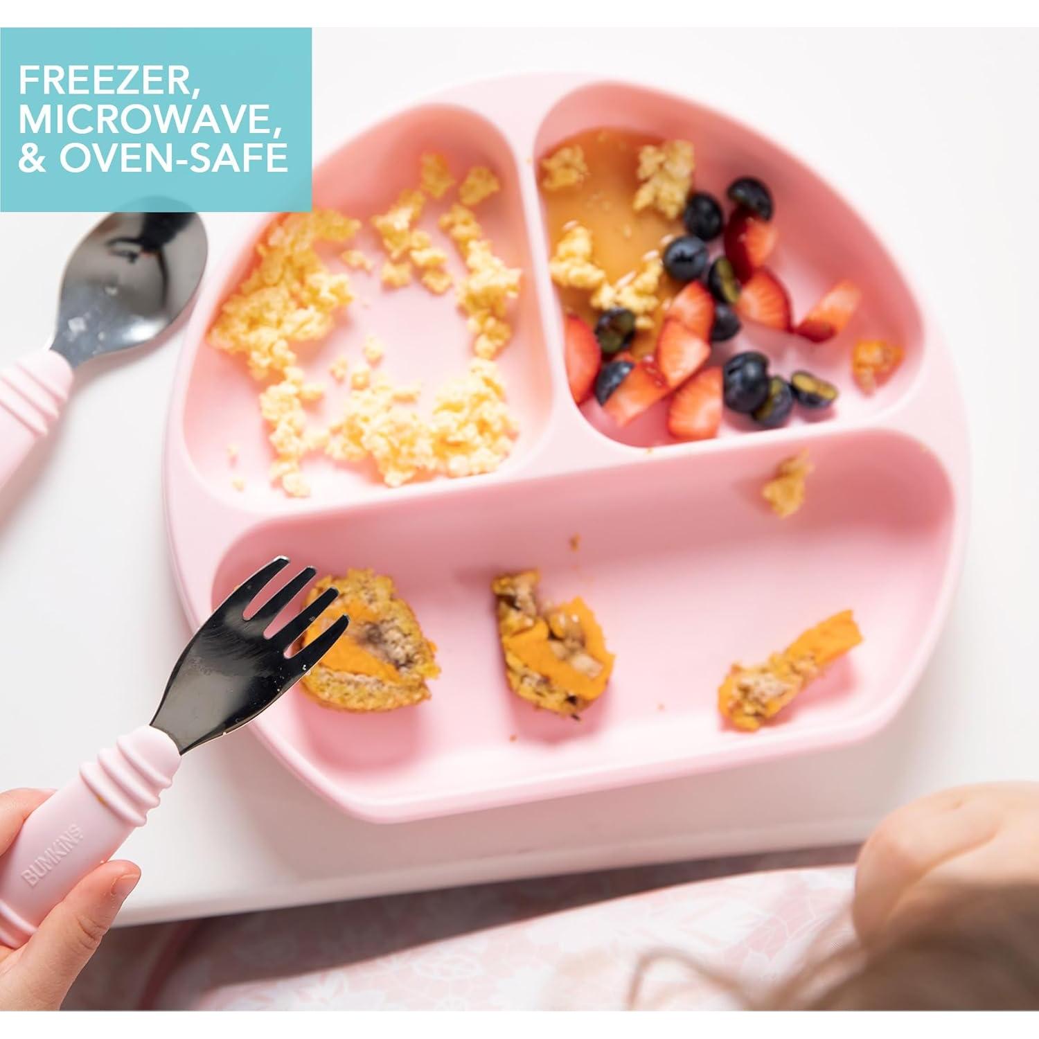 Plato de Succión de Silicona Bumkins Rosa 3 Secciones